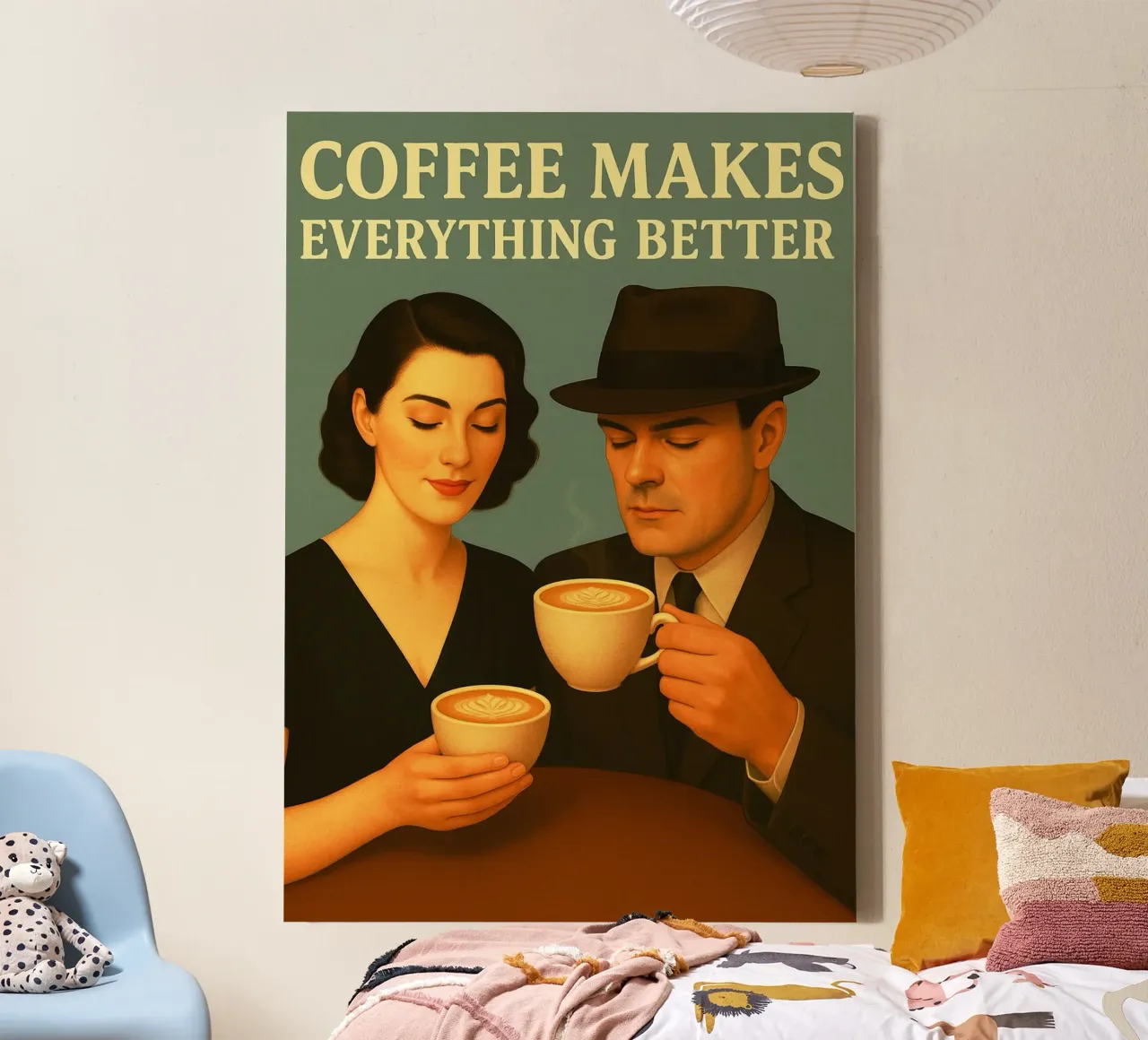 Il caffè migliora tutto tela con Cornice a cassetta da Rawdenox