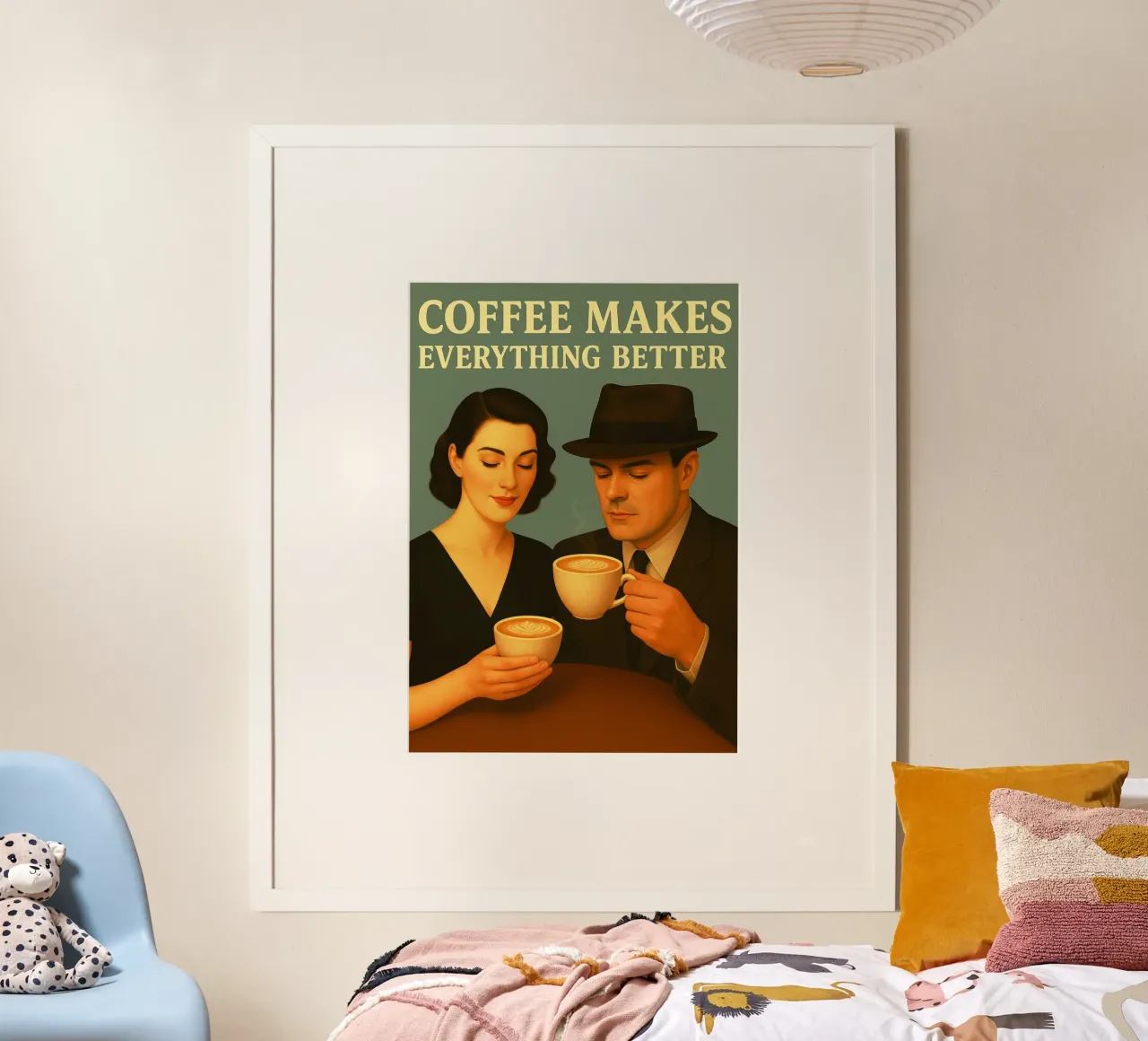 Mit Kaffee wird alles besser Poster mit Kunststoffrahmen von Rawdenox