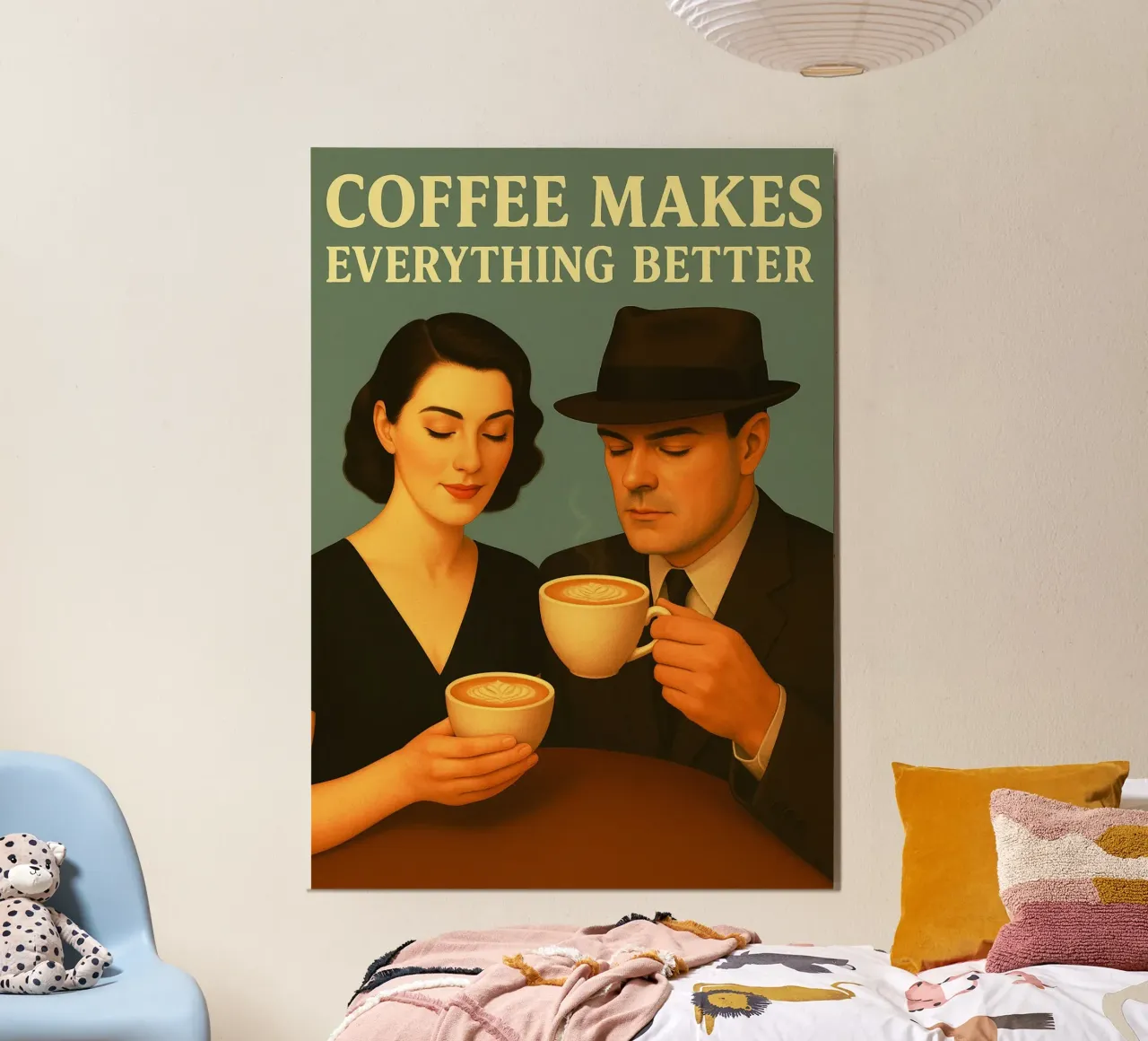 Mit Kaffee wird alles besser Poster mit Kunststoffrahmen von Rawdenox