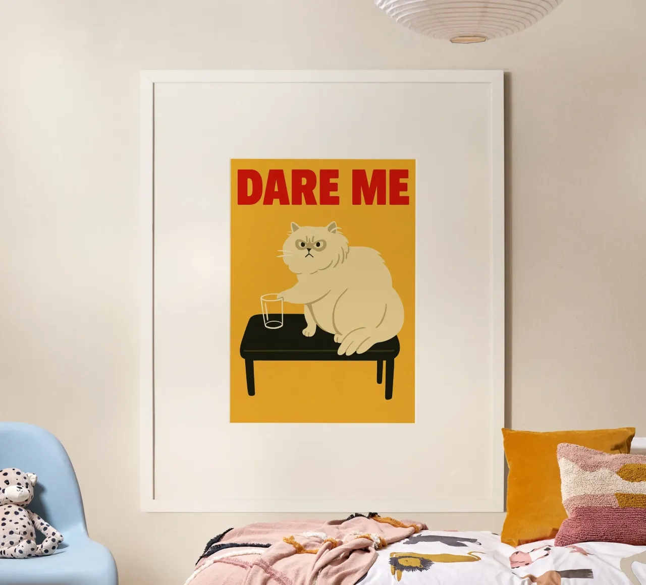 Obbligo di gatto divertente poster con telaio in legno da Rawdenox
