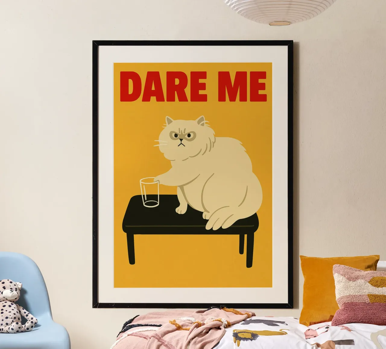 Obbligo di gatto divertente poster con telaio in legno da Rawdenox