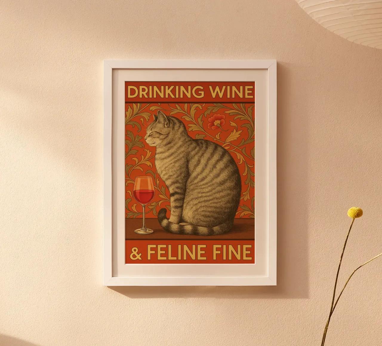 Bere vino Feline Fine Cat Funny poster da Rawdenox