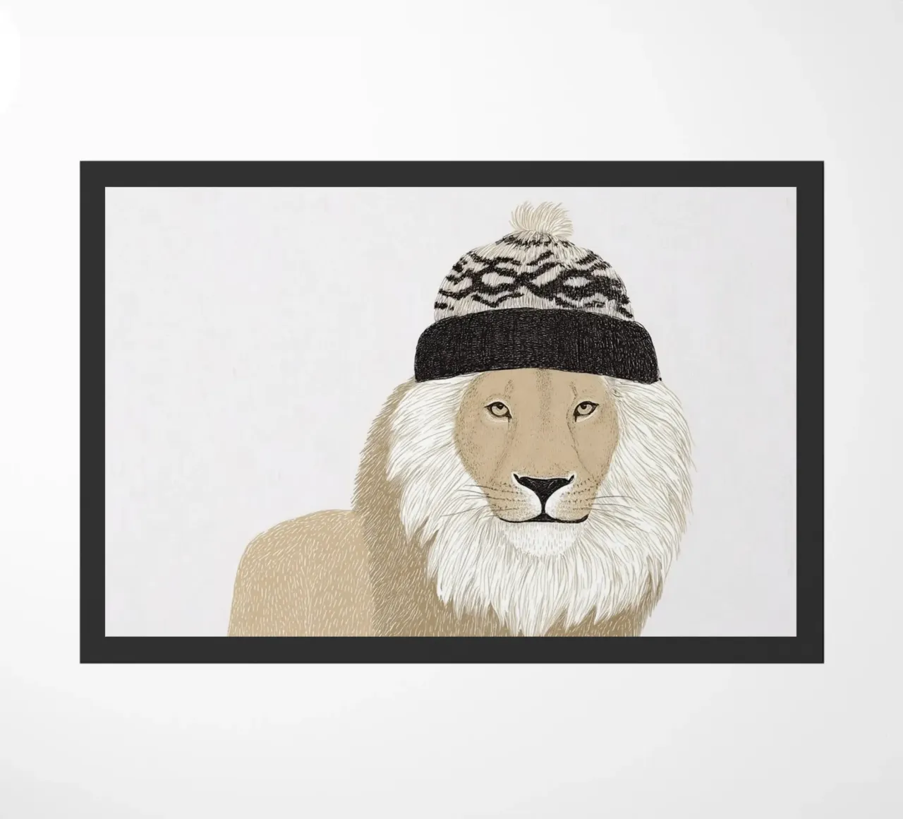 Leone con cappello di lana zerbino da Carinaprint