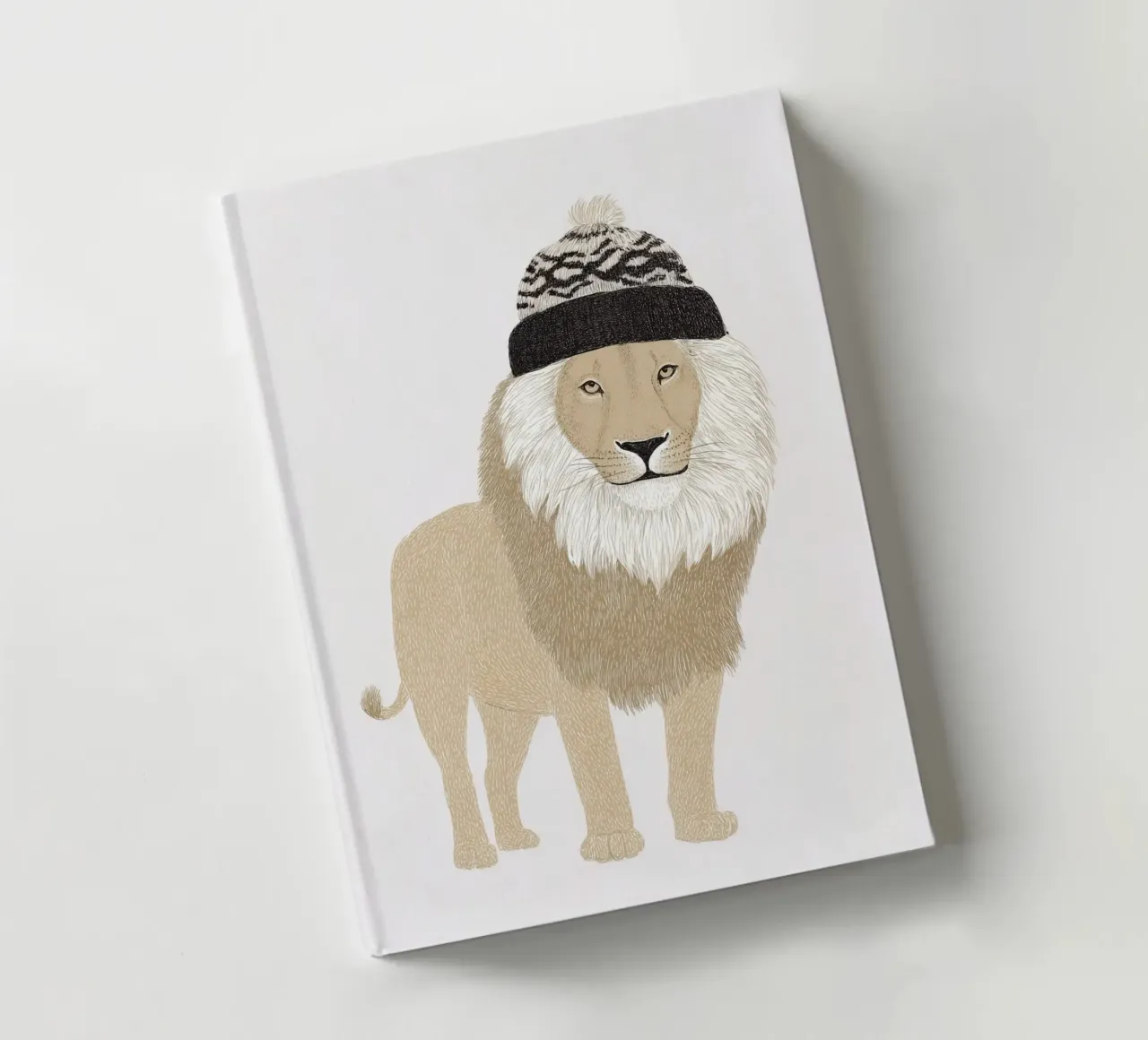 Lion with woolly hat notebook by Carinaprint