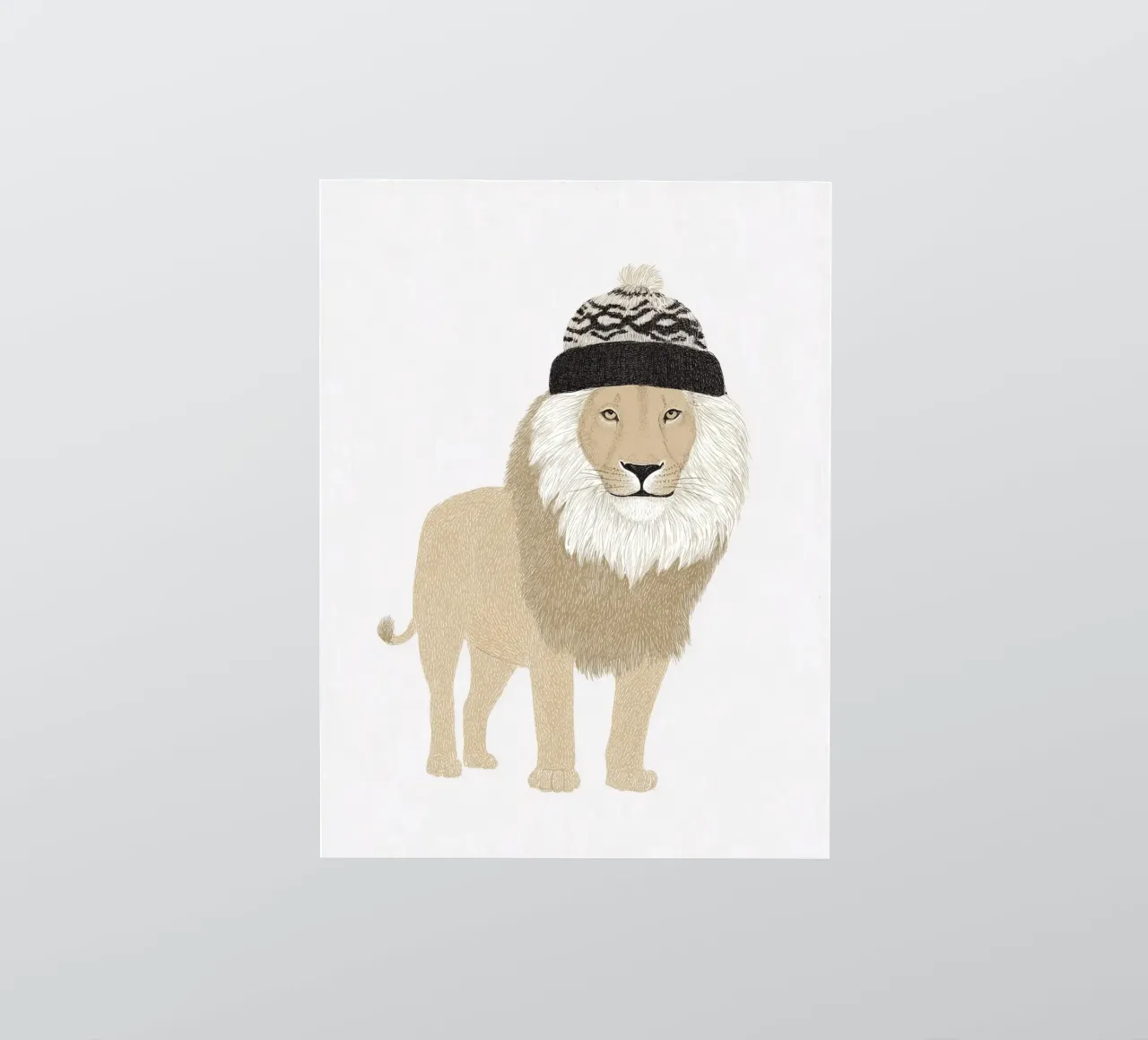 Leeuw met wollen muts sticker van Carinaprint