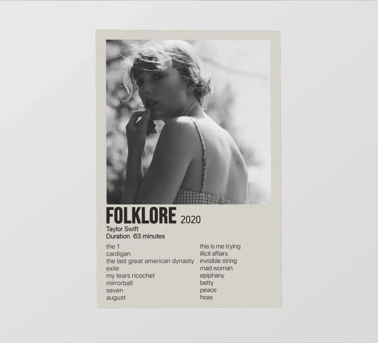 Folklore 2020 Taylor pellicola backlit da HUMMERSONIC