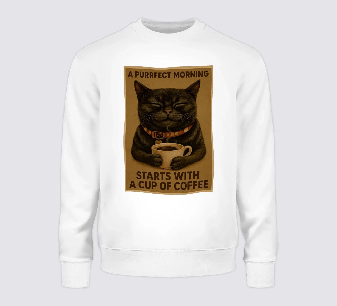 Gatto divertente Una mattina perfetta inizia con una tazza di caffè felpa da Rawdenox