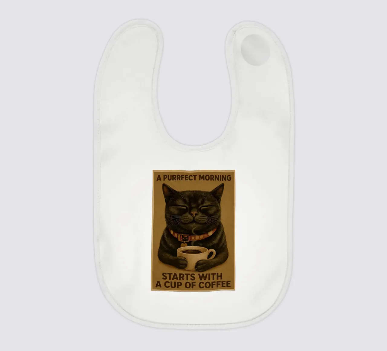 Gatto divertente Una mattina perfetta inizia con una tazza di caffè bavaglino da Rawdenox