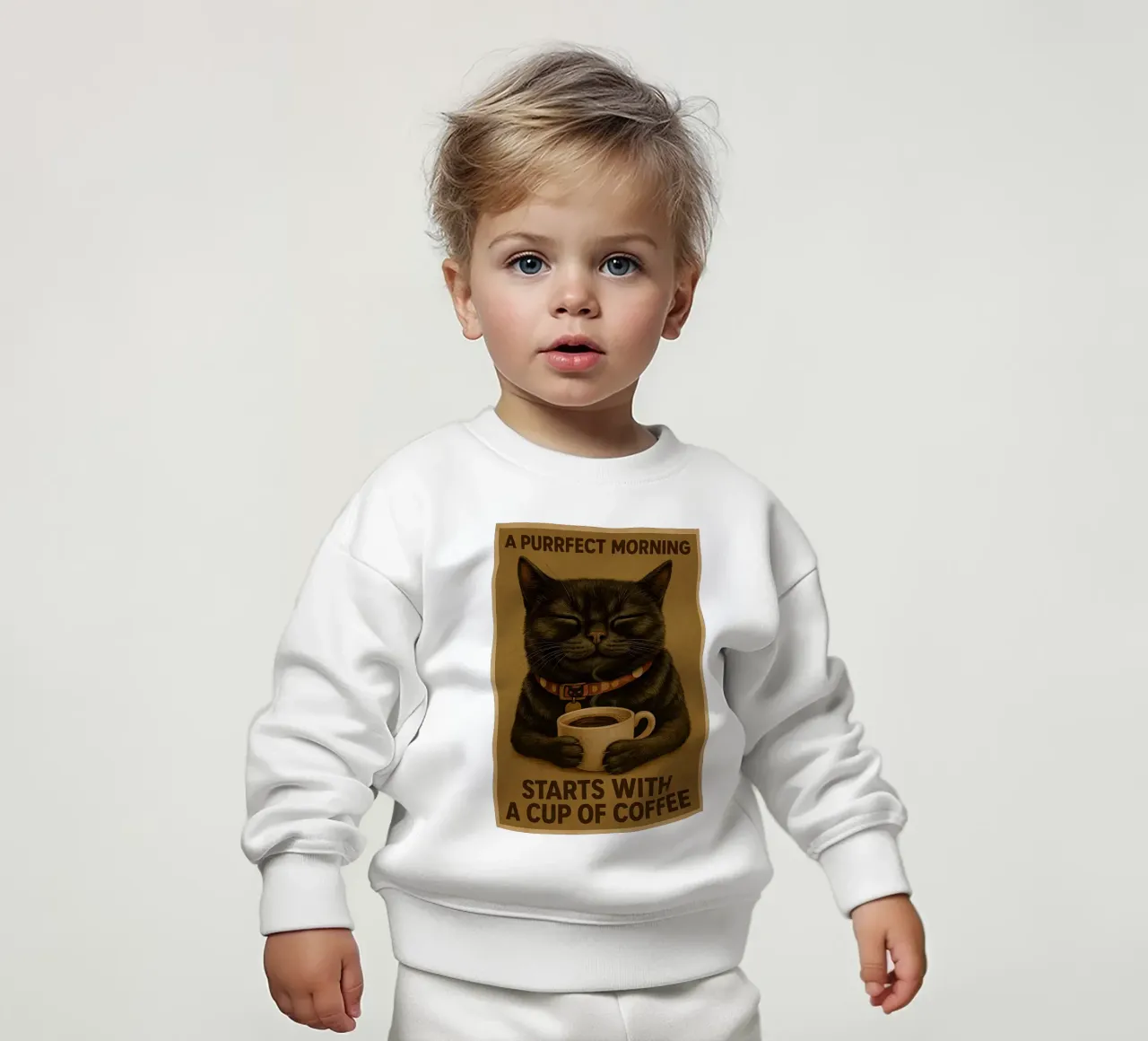 Gato divertido Una mañana perfecta empieza con una taza de café sudadera de bebé de Rawdenox
