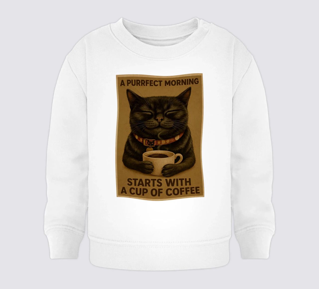 Gatto divertente Una mattina perfetta inizia con una tazza di caffè felpa neonato da Rawdenox