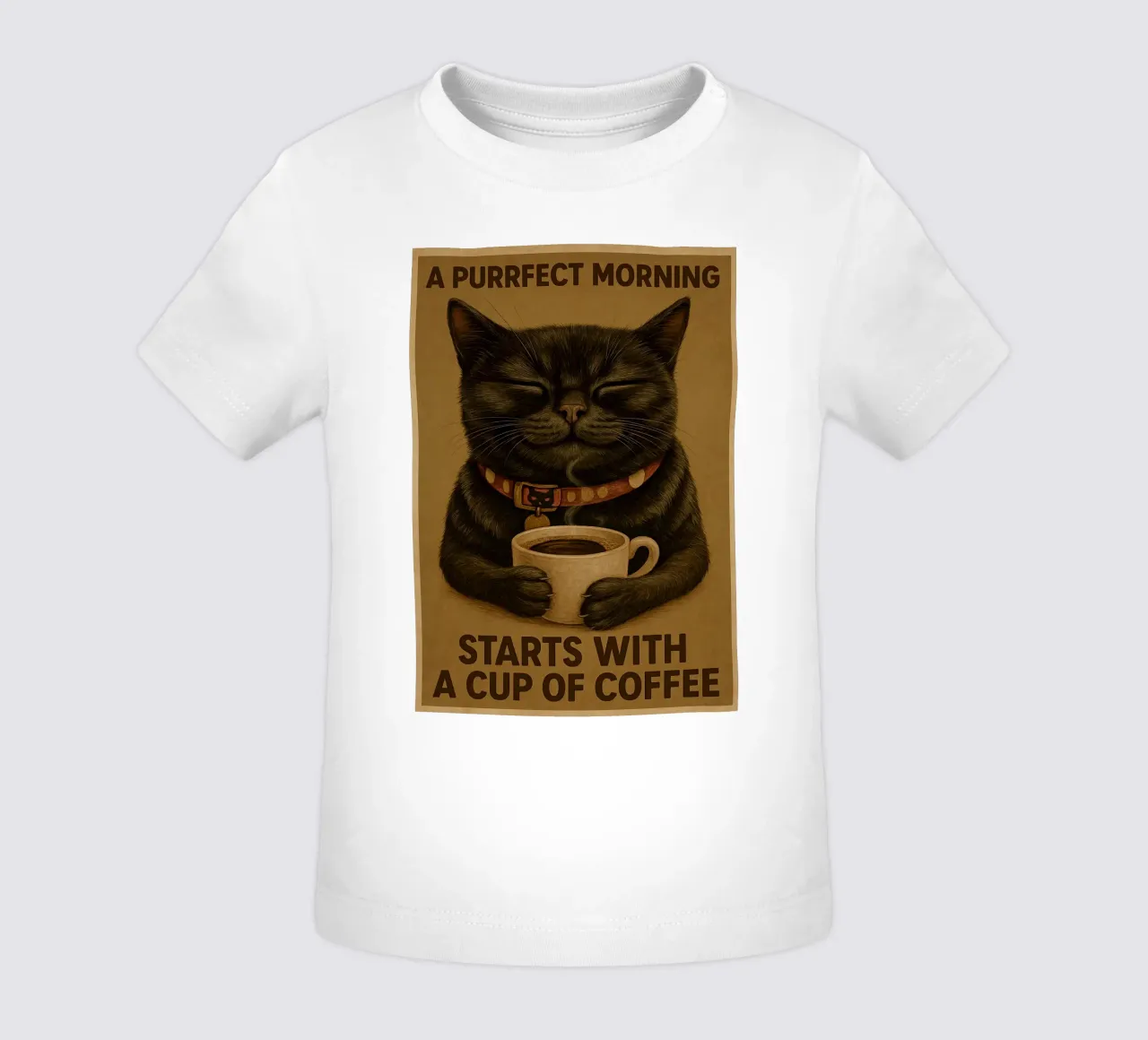 Gatto divertente Una mattina perfetta inizia con una tazza di caffè maglietta neonato da Rawdenox