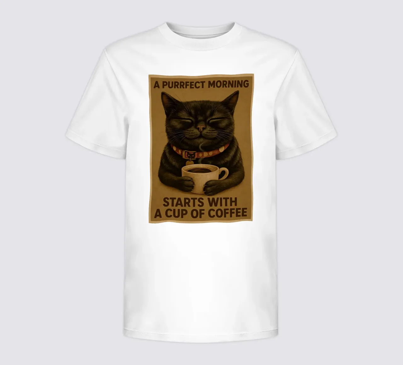 Gatto divertente Una mattina perfetta inizia con una tazza di caffè t-shirt bambini da Rawdenox
