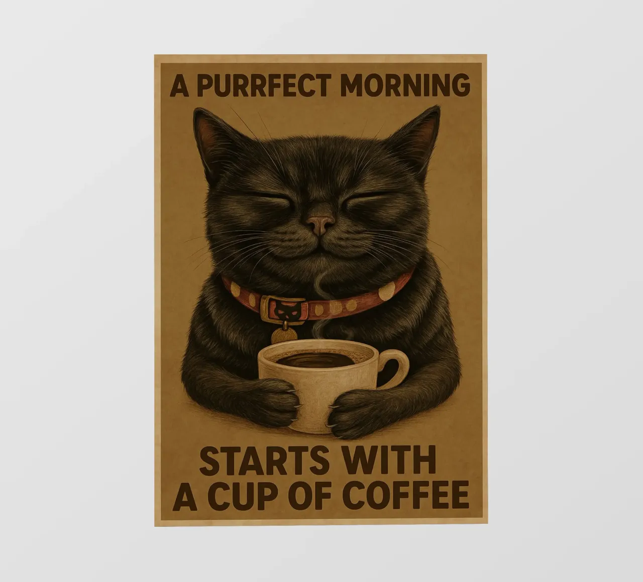 Lustige Katze Ein schnurriger Morgen beginnt mit einer Tasse Kaffee PVC Plane von Rawdenox