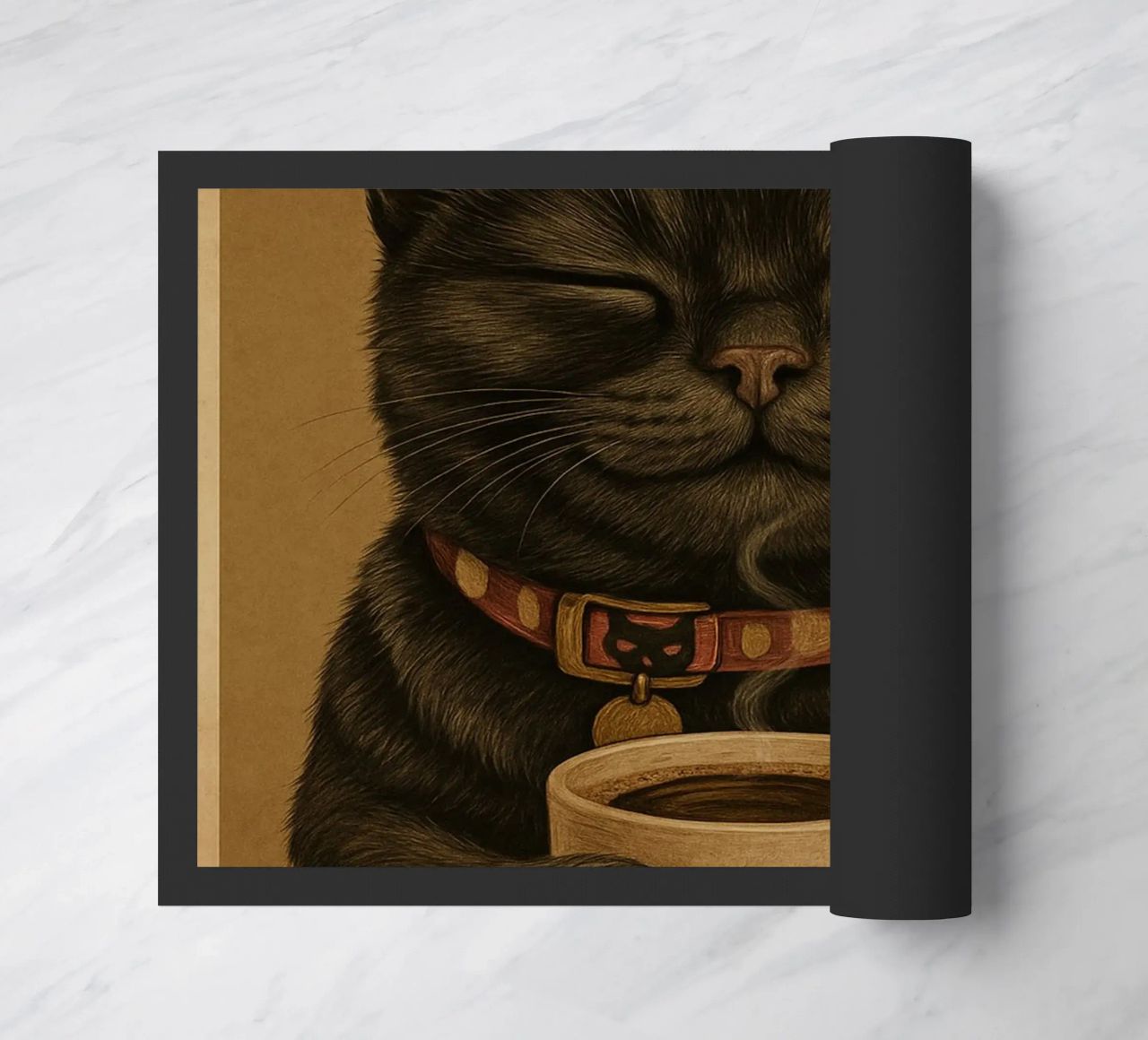 Gatto divertente Una mattina perfetta inizia con una tazza di caffè zerbino da Rawdenox