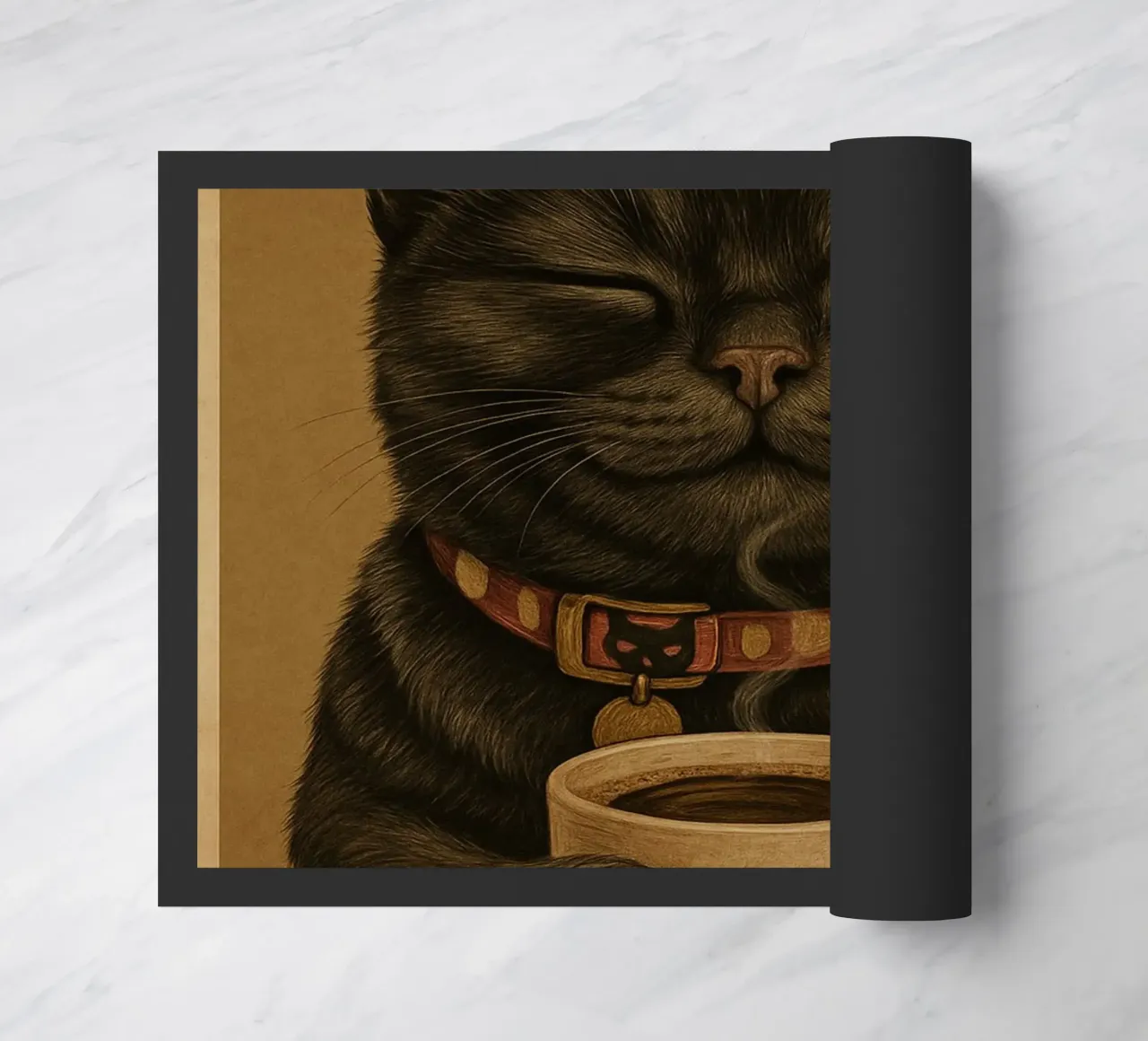 Gatto divertente Una mattina perfetta inizia con una tazza di caffè zerbino da Rawdenox