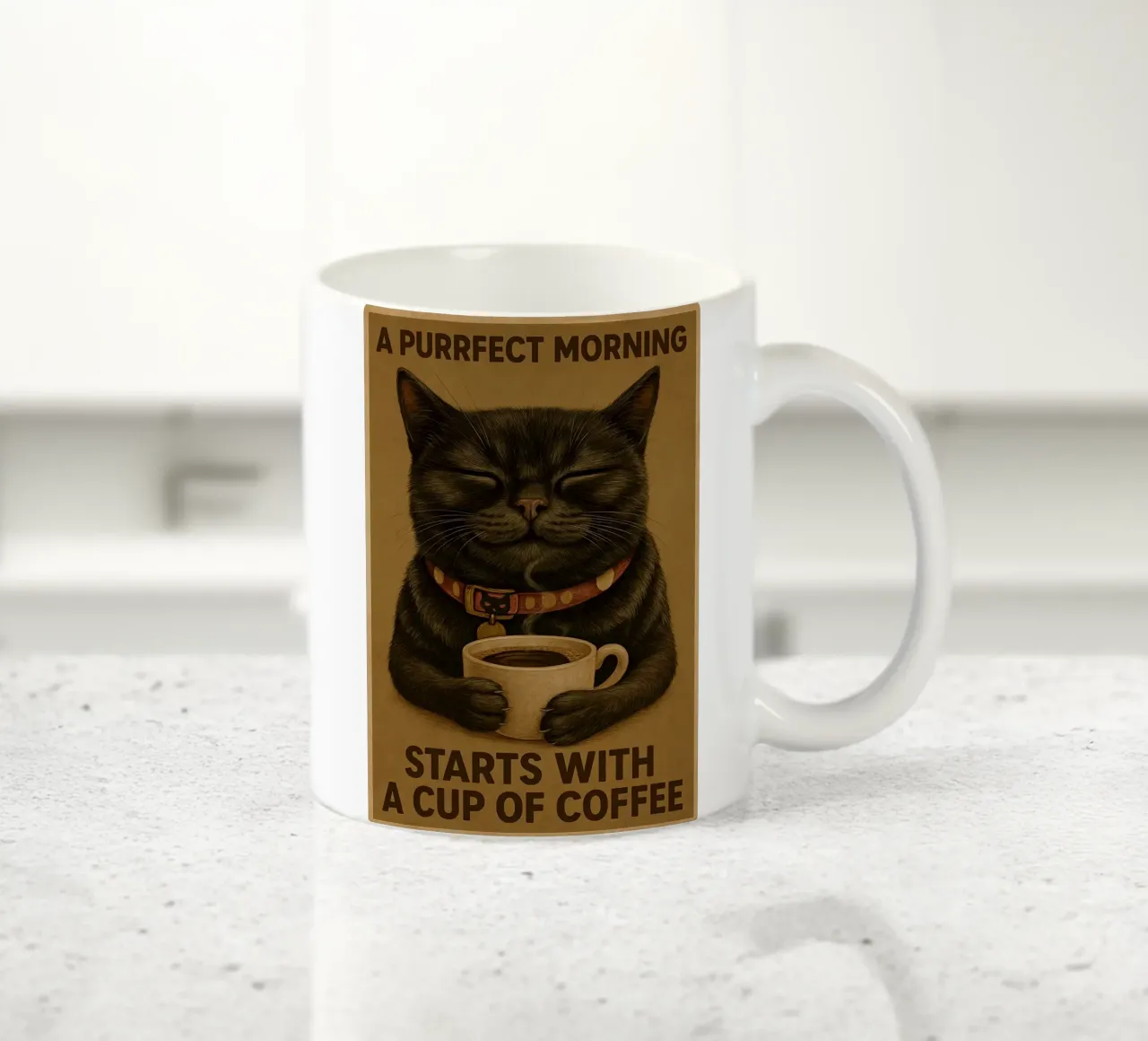 Gato divertido Una mañana perfecta empieza con una taza de café taza de cerámica de Rawdenox