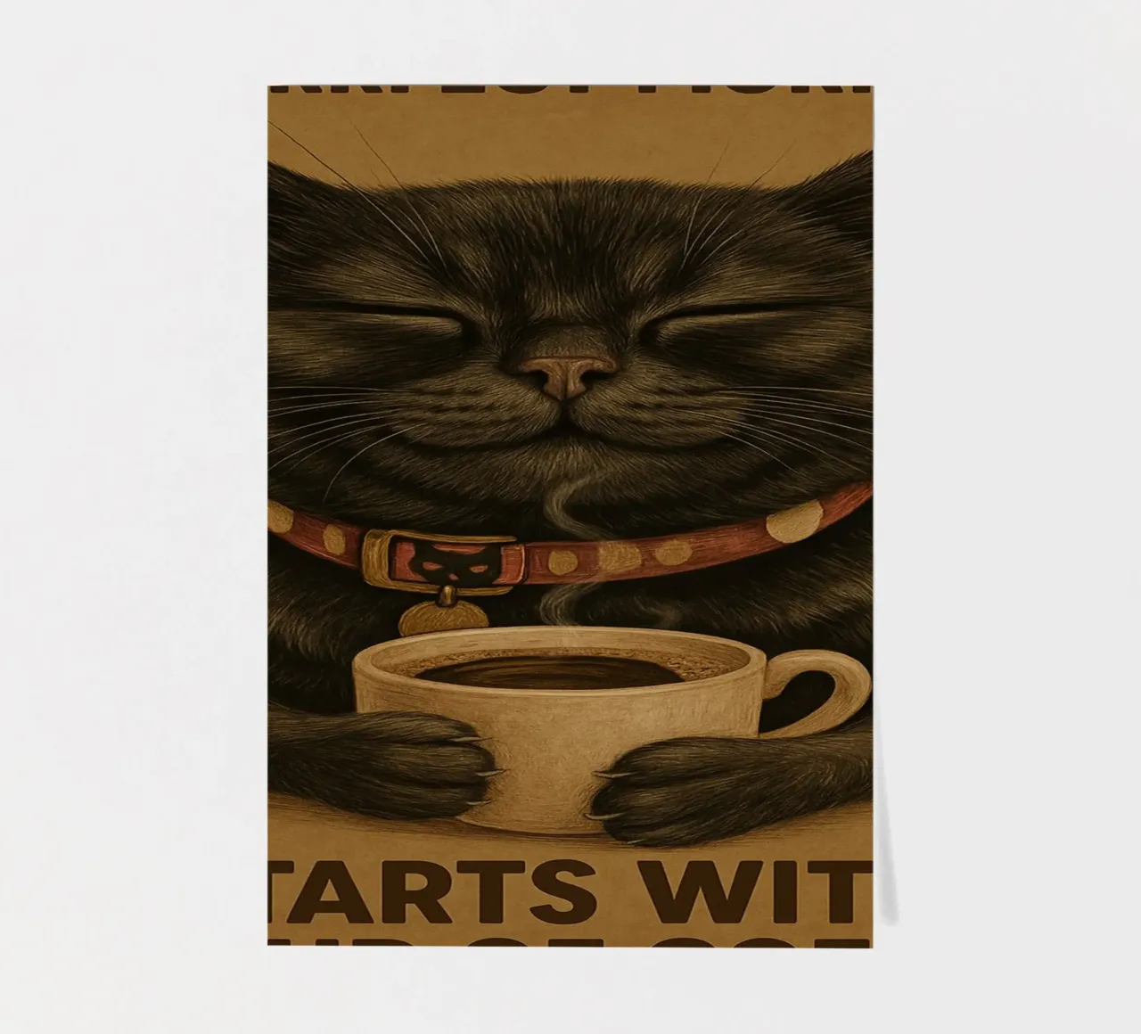 Gatto divertente Una mattina perfetta inizia con una tazza di caffè foglio adesivo da Rawdenox