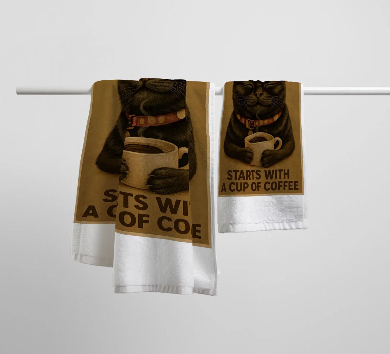 Gatto divertente Una mattina perfetta inizia con una tazza di caffè asciugamano da bagno da Rawdenox