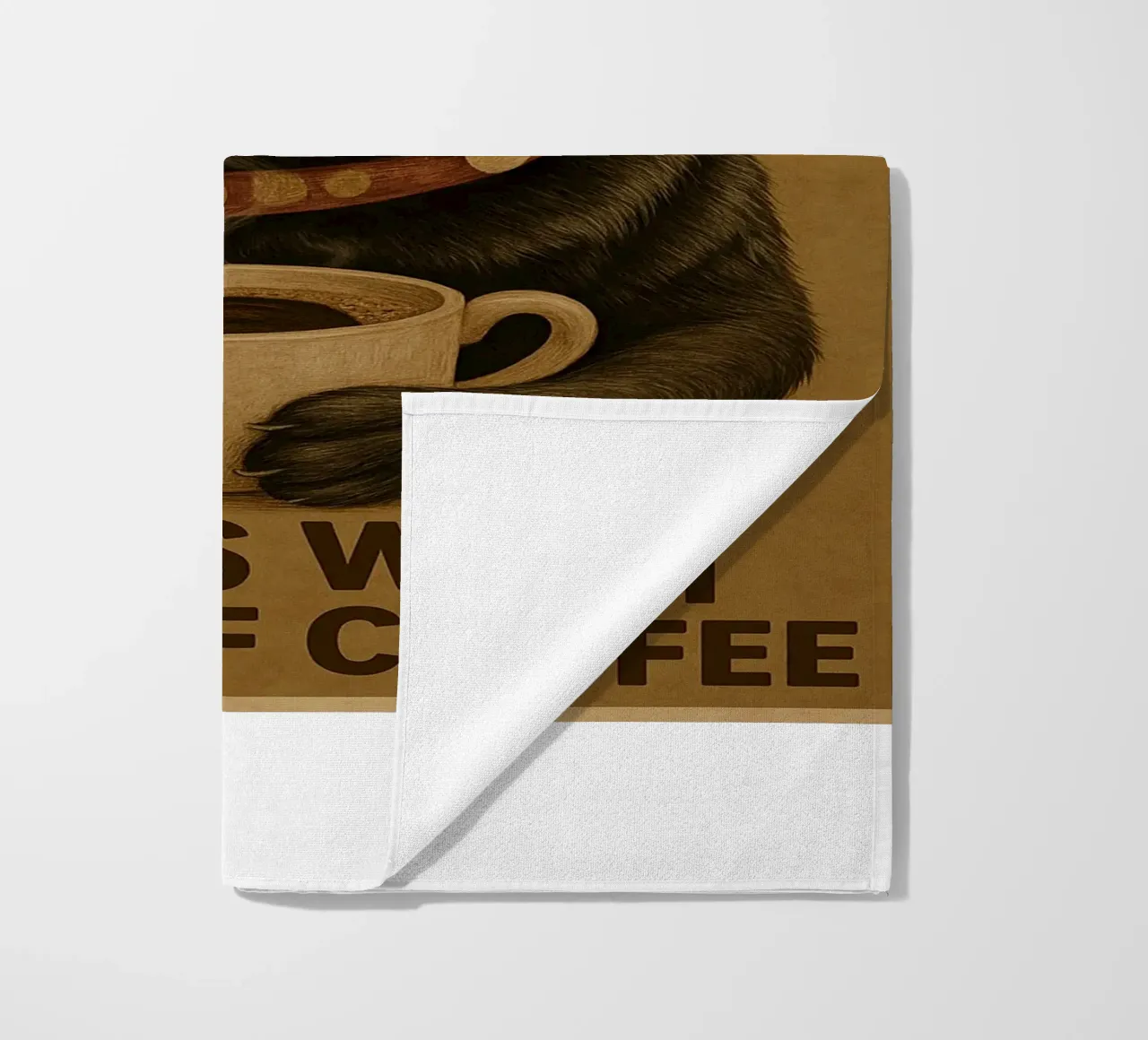 Gatto divertente Una mattina perfetta inizia con una tazza di caffè telo mare da Rawdenox