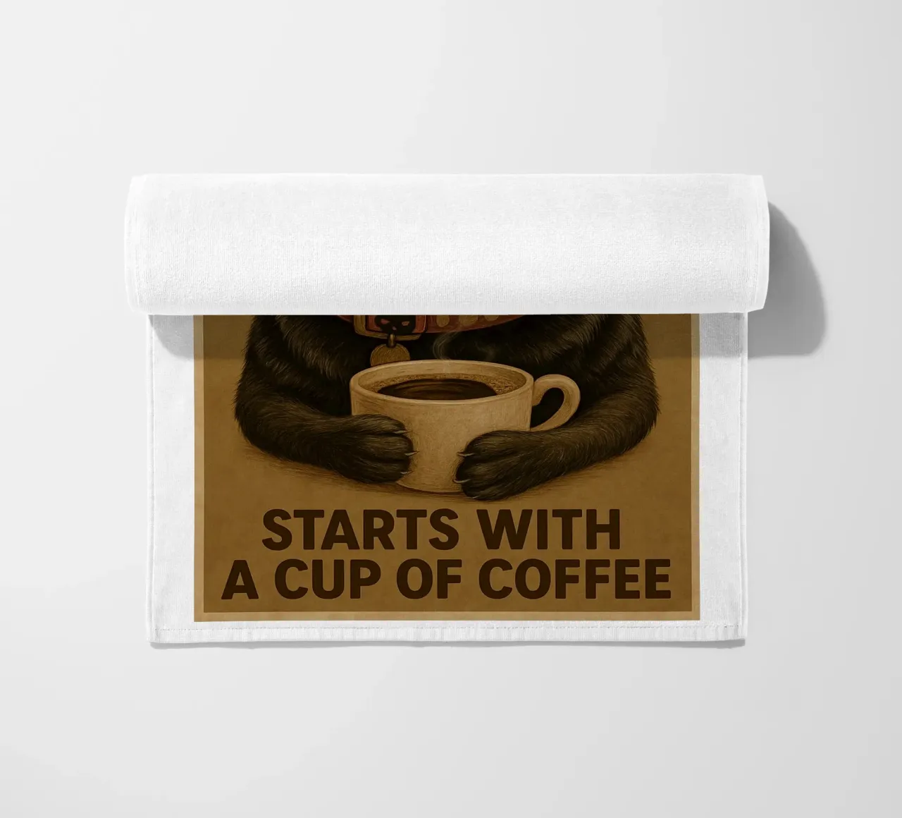 Gatto divertente Una mattina perfetta inizia con una tazza di caffè telo mare da Rawdenox