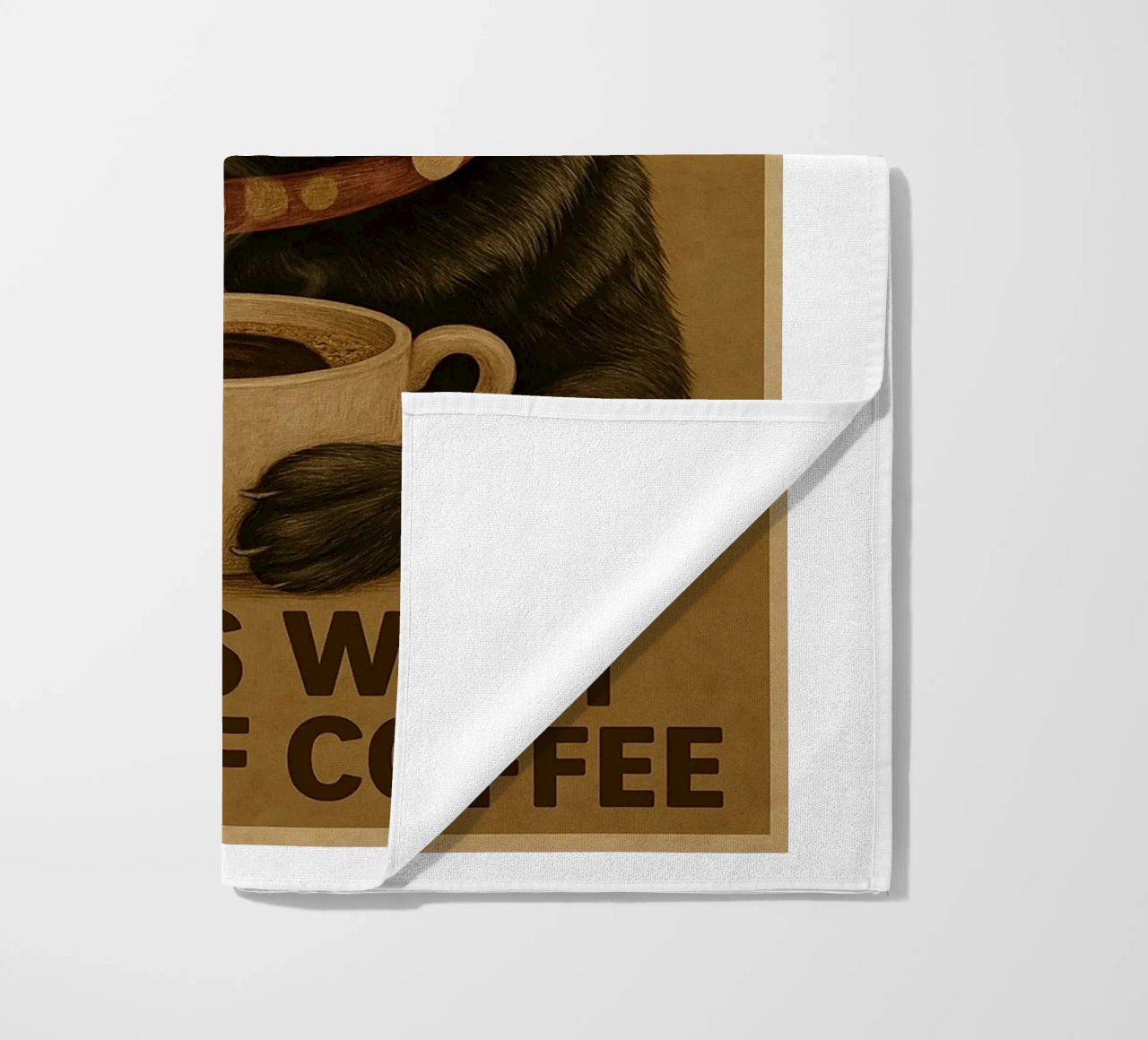 Gatto divertente Una mattina perfetta inizia con una tazza di caffè telo mare da Rawdenox