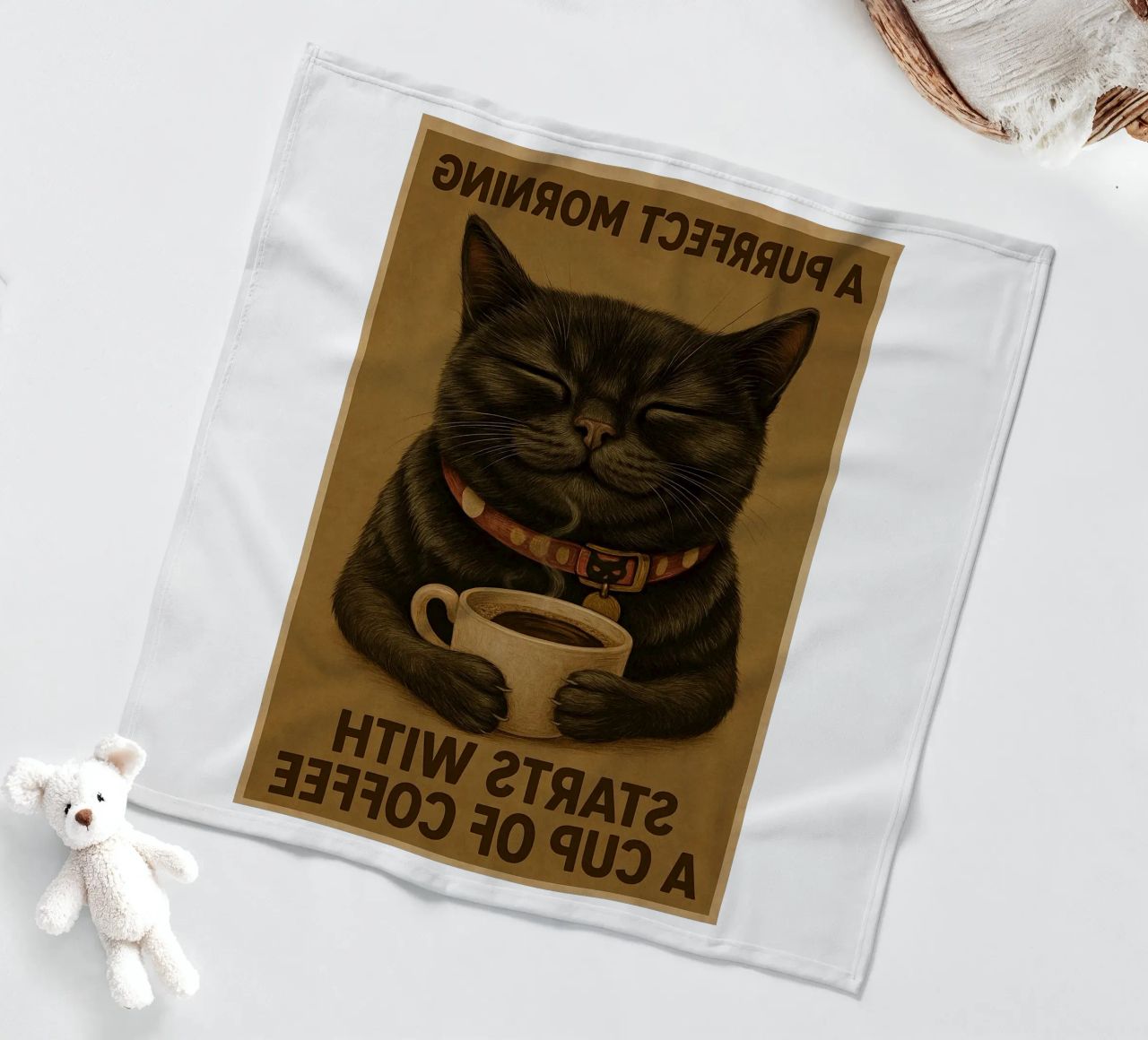 Gatto divertente Una mattina perfetta inizia con una tazza di caffè coperta in pile da Rawdenox