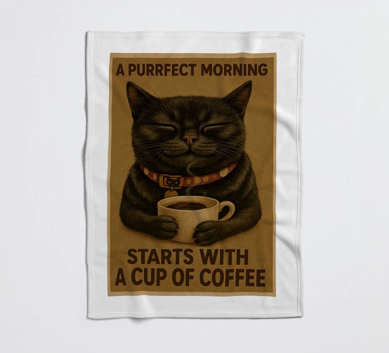 Gatto divertente Una mattina perfetta inizia con una tazza di caffè coperta in pile da Rawdenox