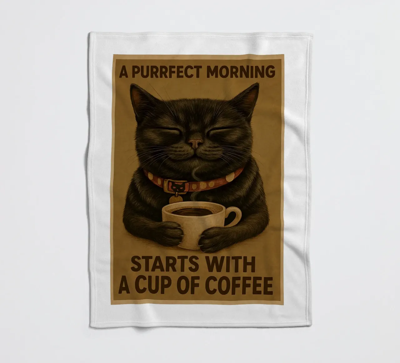 Gatto divertente Una mattina perfetta inizia con una tazza di caffè coperta in pile da Rawdenox