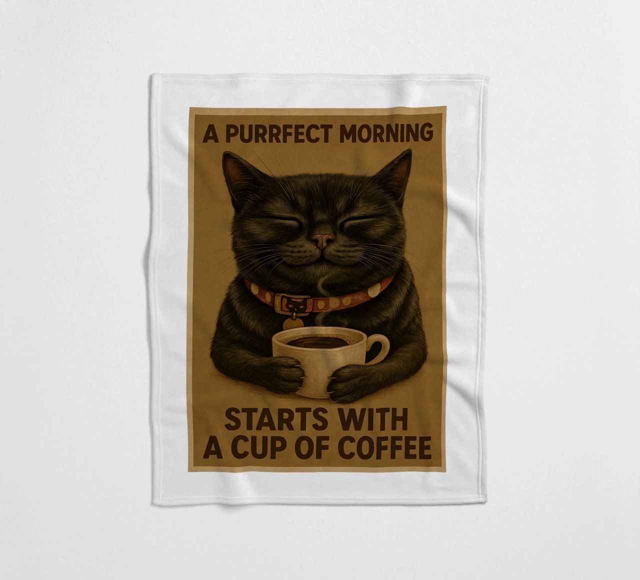 Gatto divertente Una mattina perfetta inizia con una tazza di caffè coperta in pile da Rawdenox