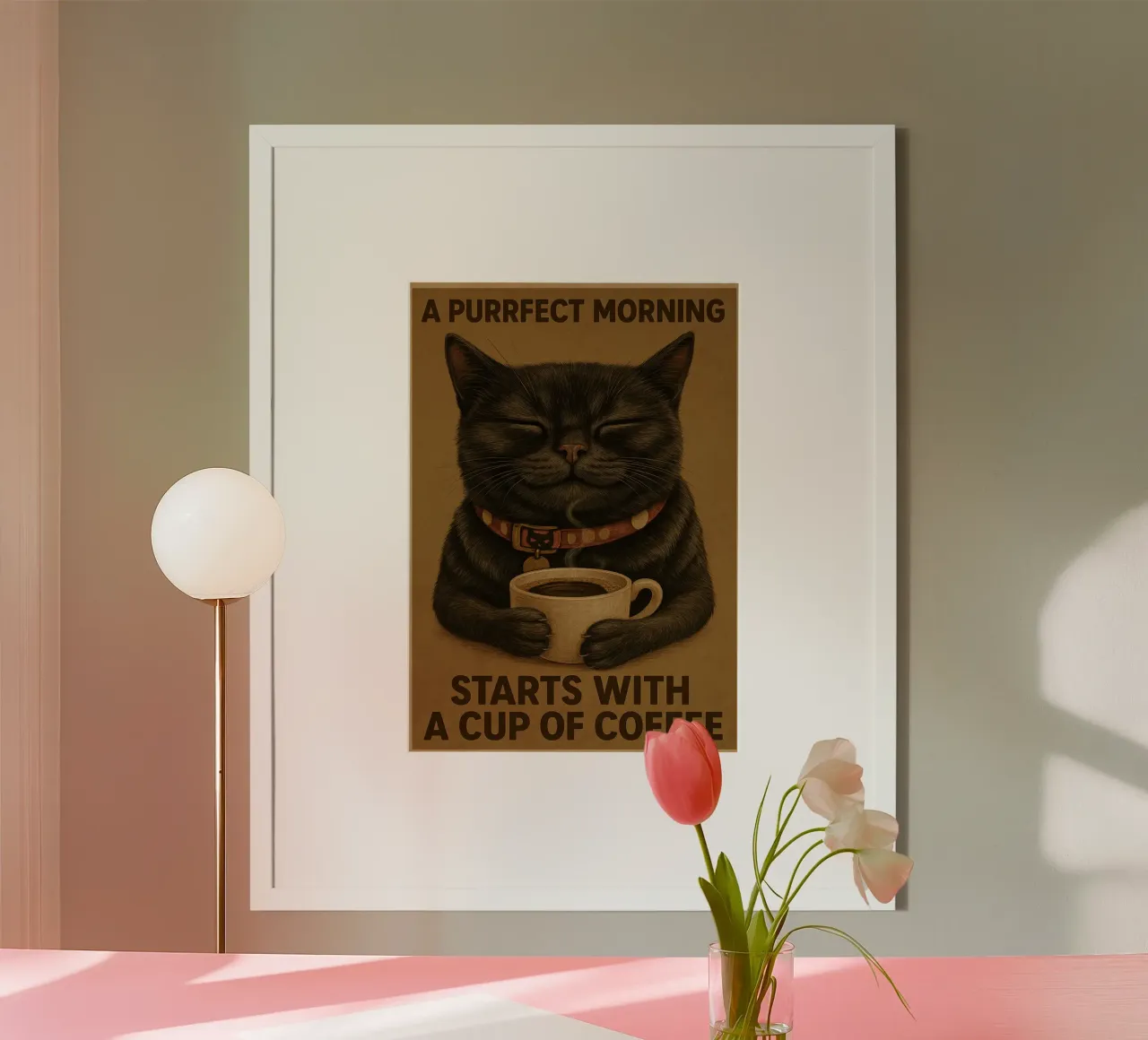 Gatto divertente Una mattina perfetta inizia con una tazza di caffè carta hahnemühle da Rawdenox