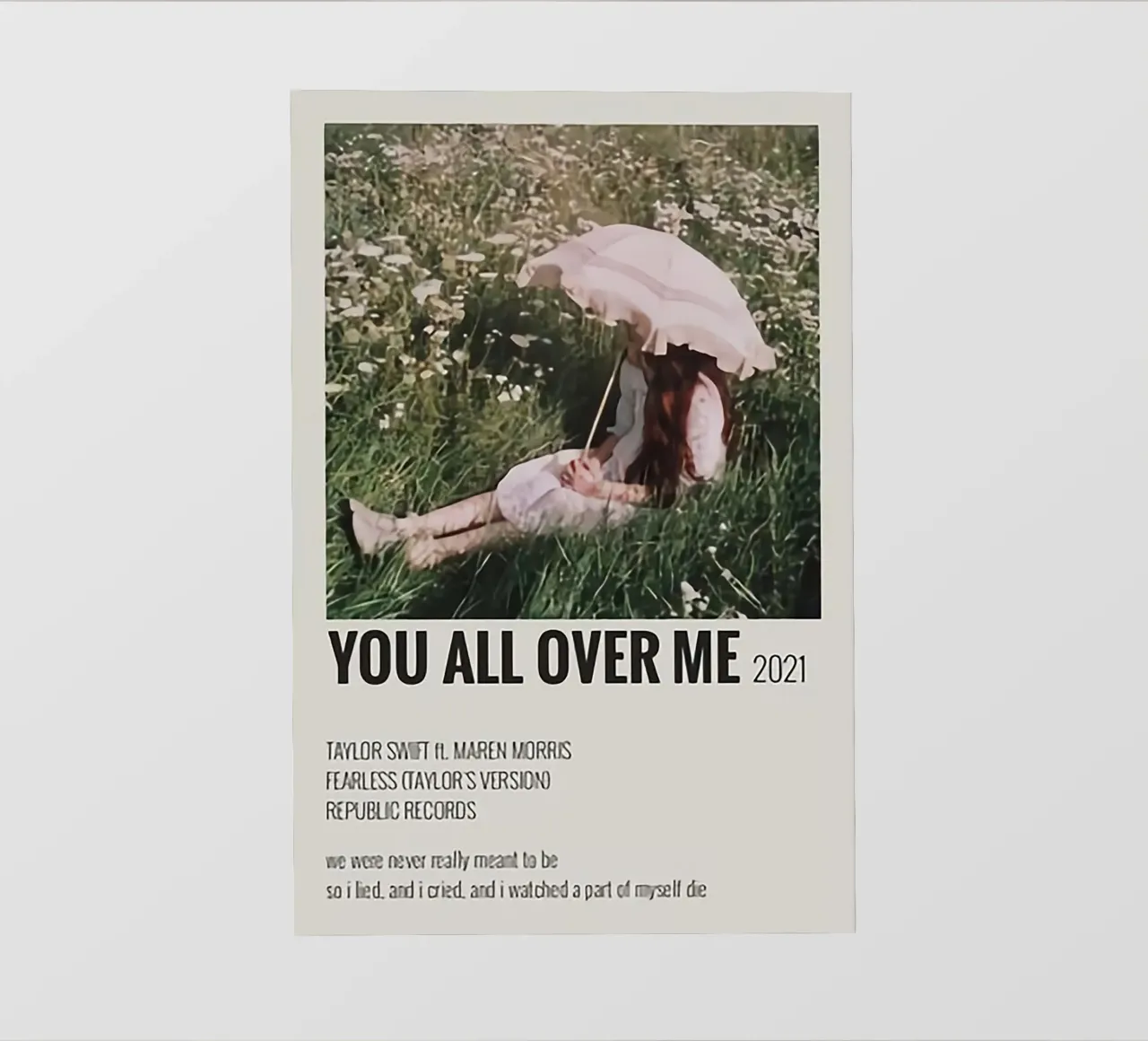 You All Over Me 2021 - Taylor Swifts poster pvc cover by HUMMERSONIC