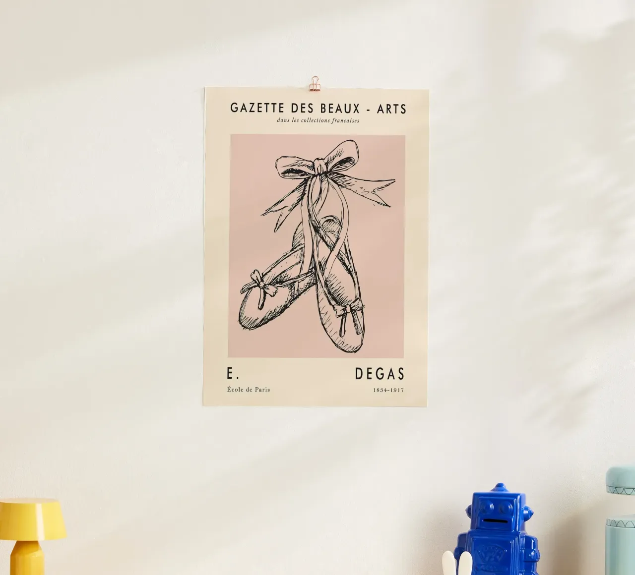 Edgar Degas - Scarpe da ballo poster con telaio in legno da Alfieson