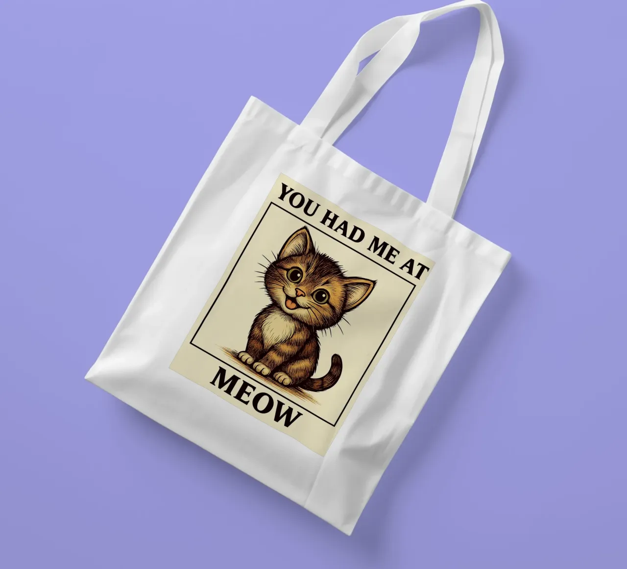 Funny Cat You Had Me At Meow tote bag by Rawdenox