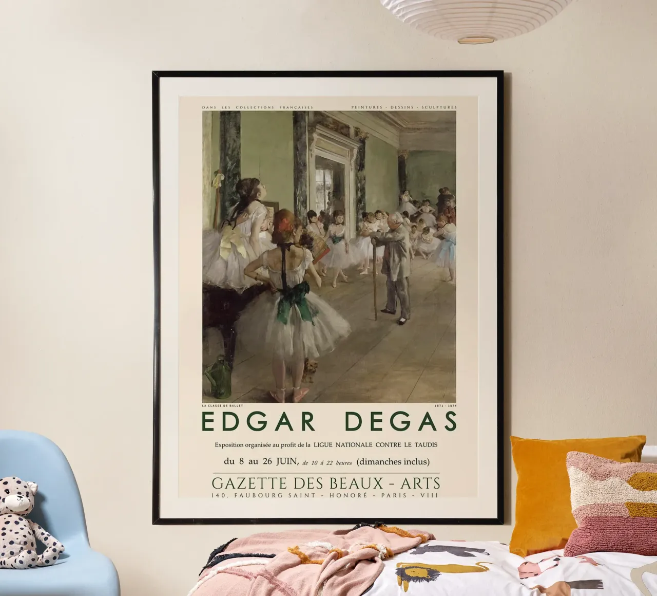 Poster della classe di balletto di Edgar Degas poster con telaio in legno da Alfieson