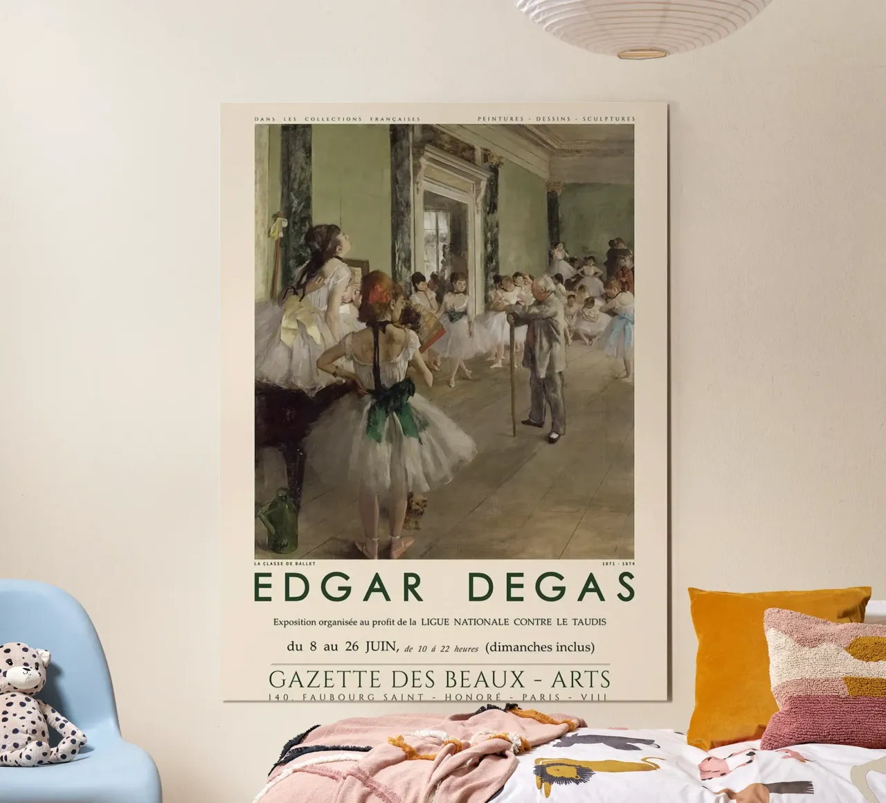 Poster della classe di balletto di Edgar Degas poster con telaio in legno da Alfieson