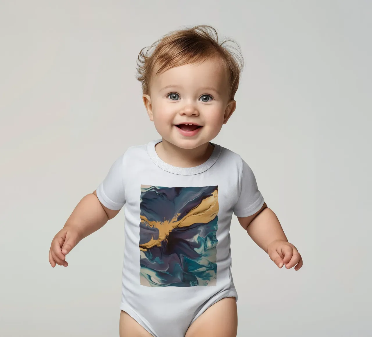 Stellar Bloom Core short-sleeve baby romper by Monarch Arc