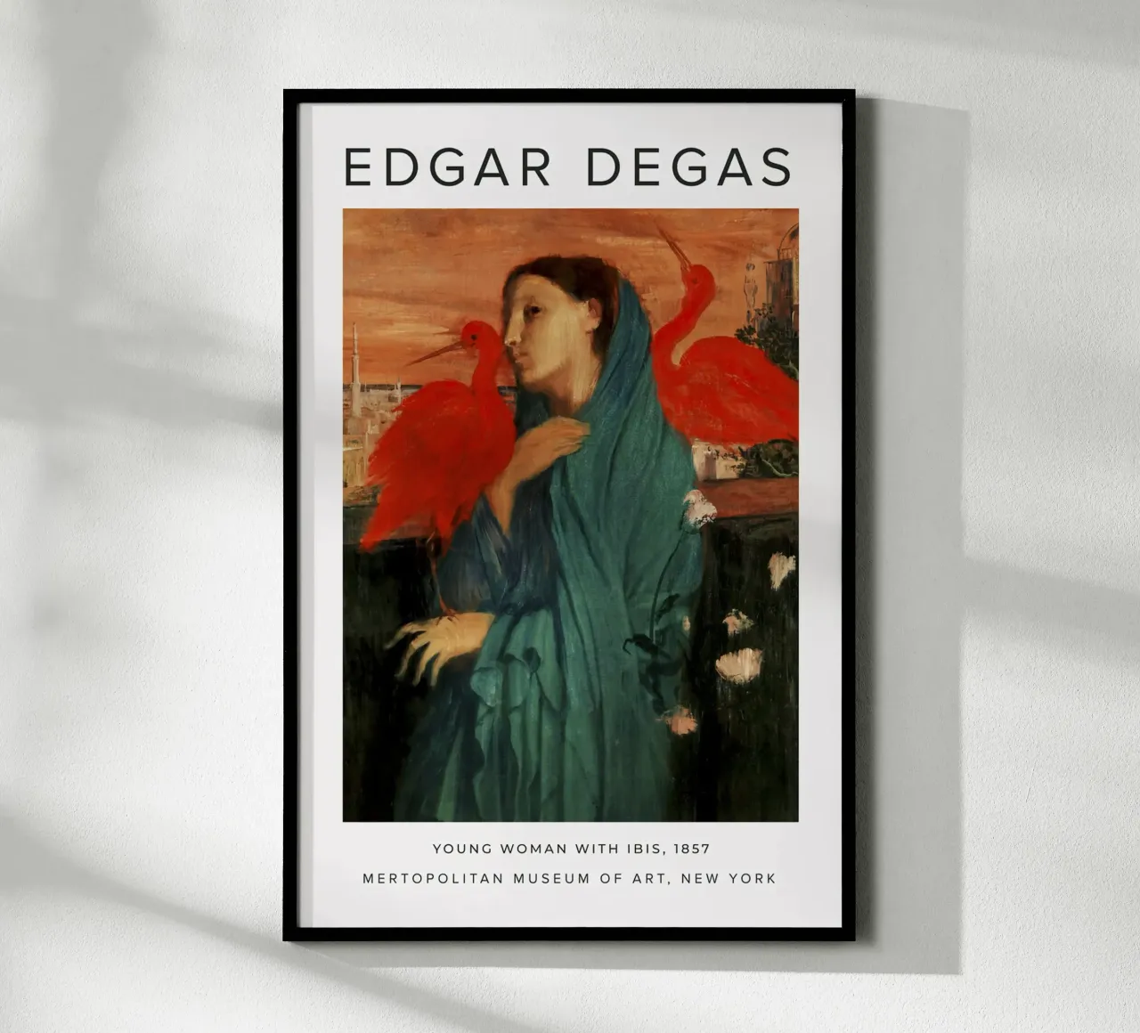 Edgar Degas - Giovane donna con ibis poster con telaio in legno da Alfieson