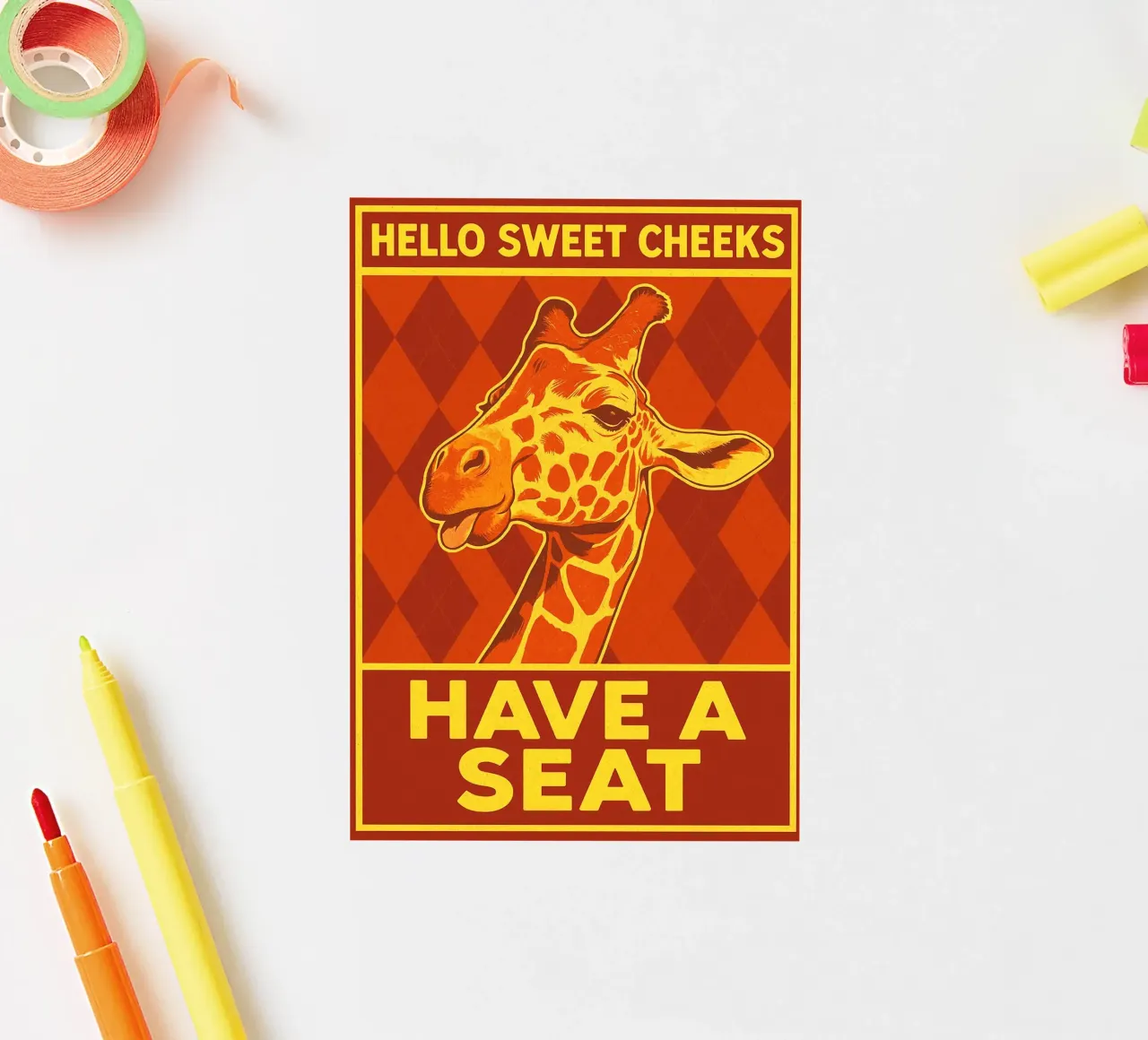 Hello Sweet Cheeks Giraffe sticker by Rawdenox