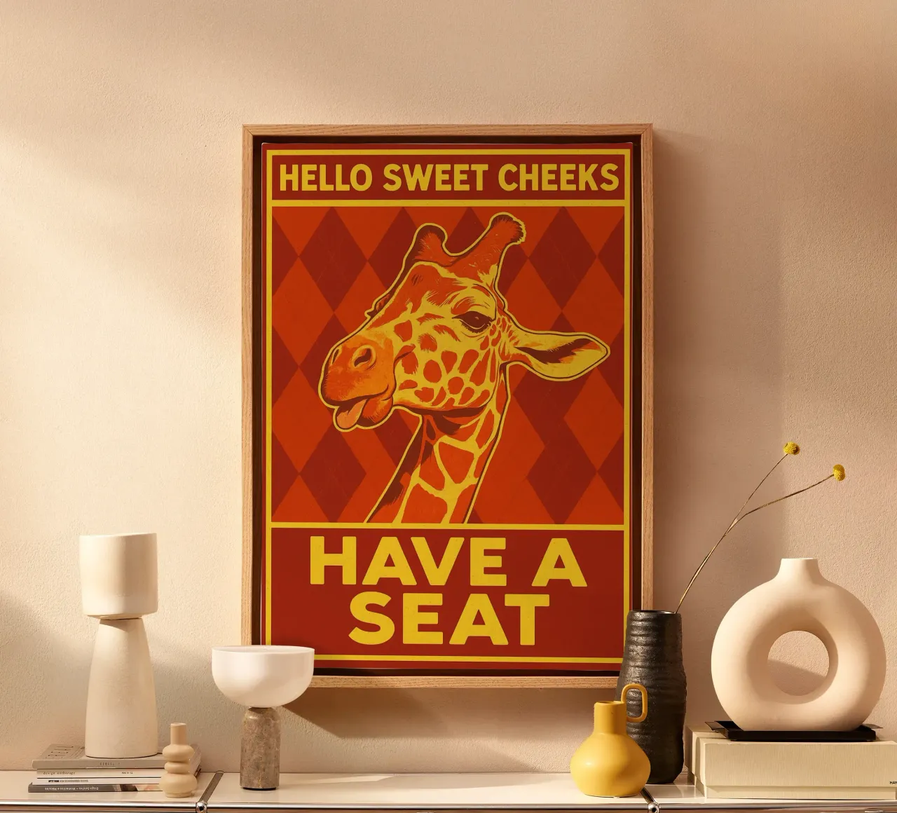 Hello Sweet Cheeks Giraffe canvas by Rawdenox