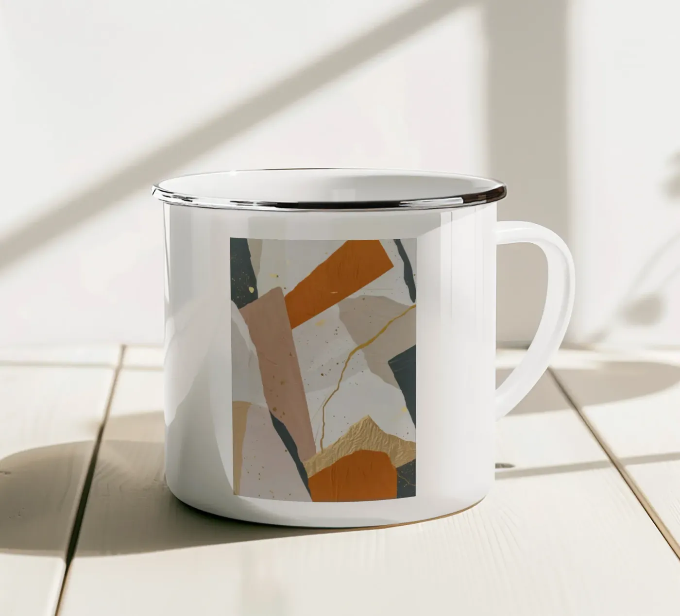 Patchwork Dune Motion enamel mug by Monarch Arc