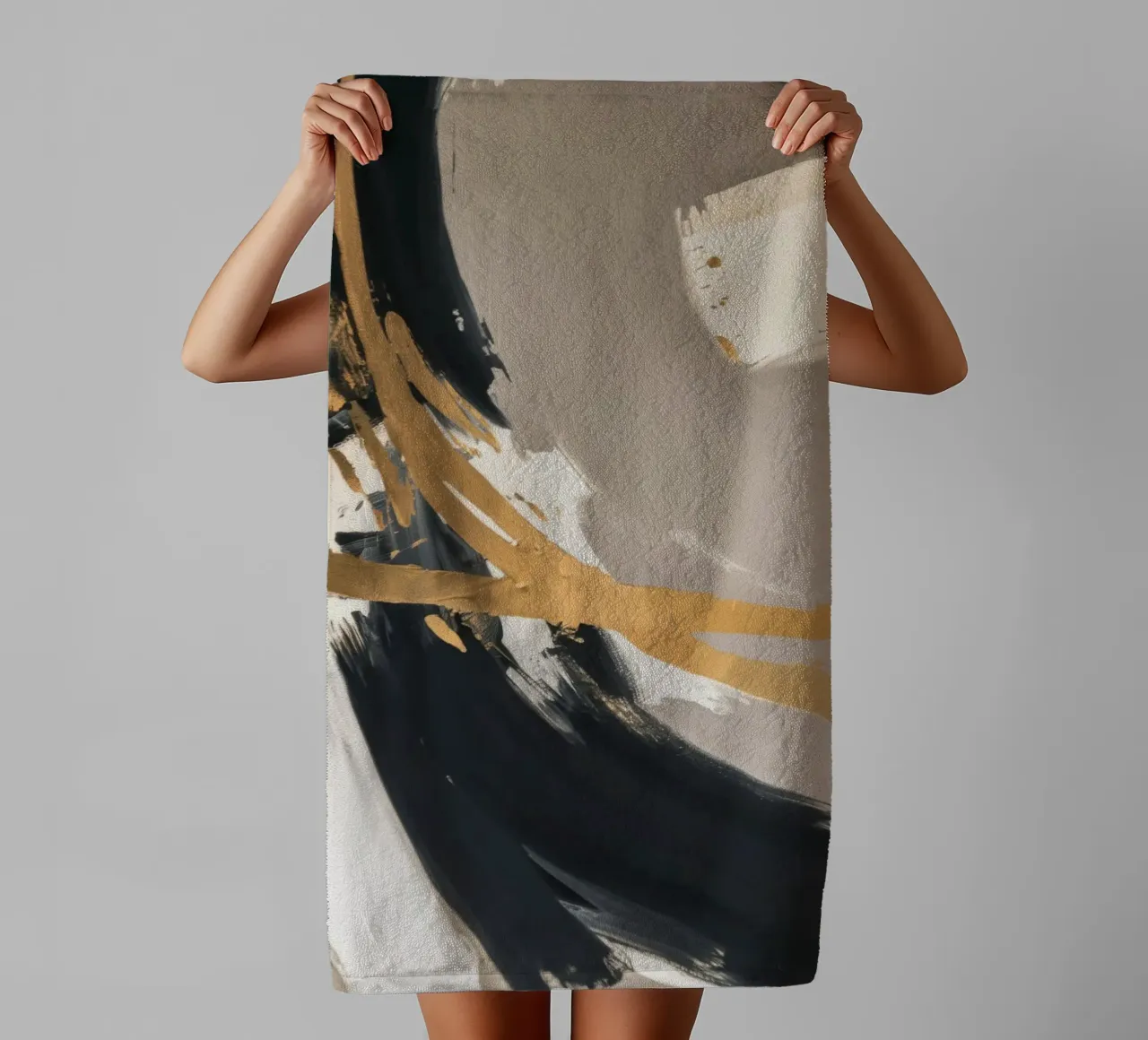 Obsidian Gold Swipe towel by Monarch Arc