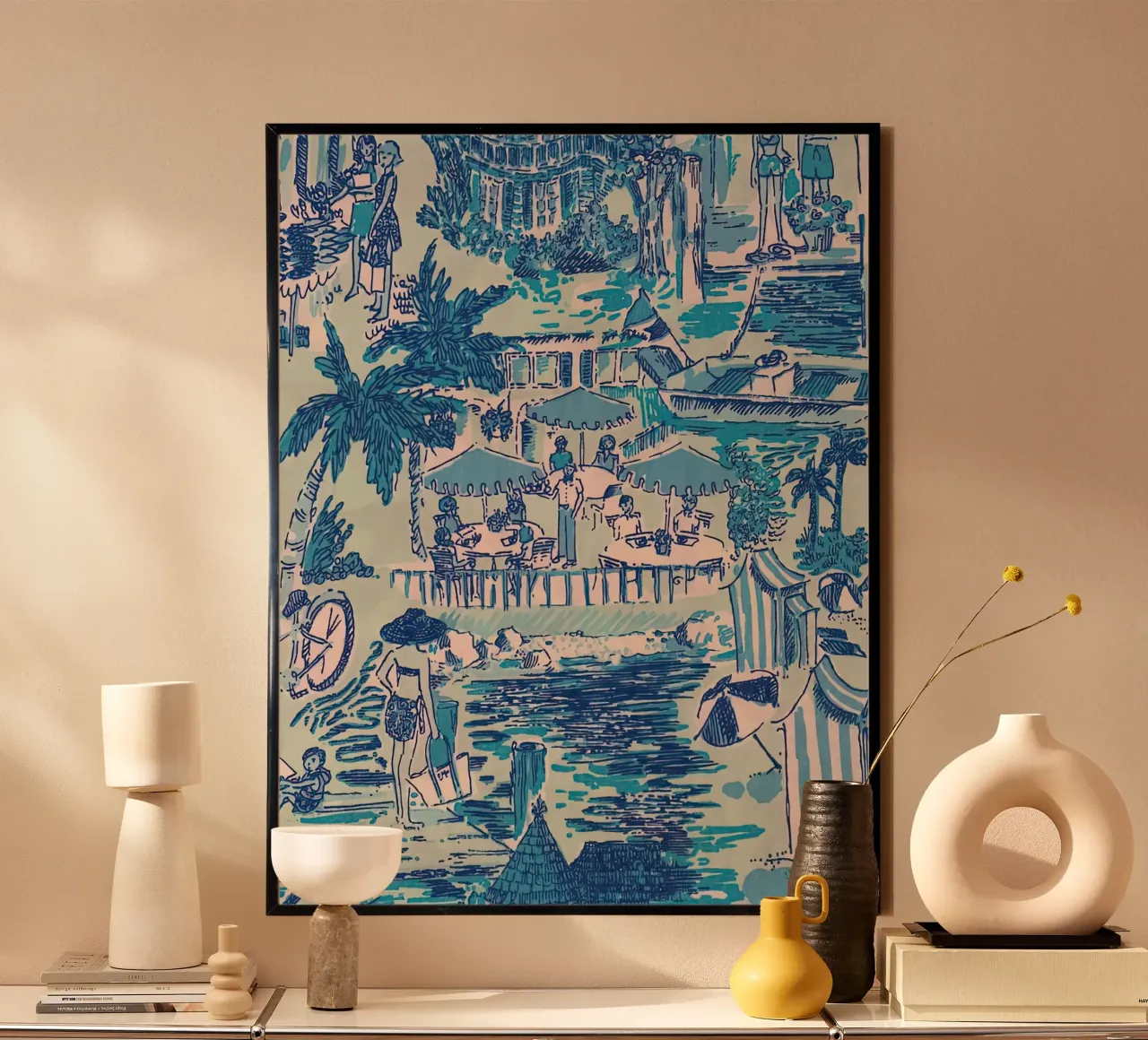 Lilly Pulitzer - Acquamarina fresca poster con telaio in alluminio da Queenshop