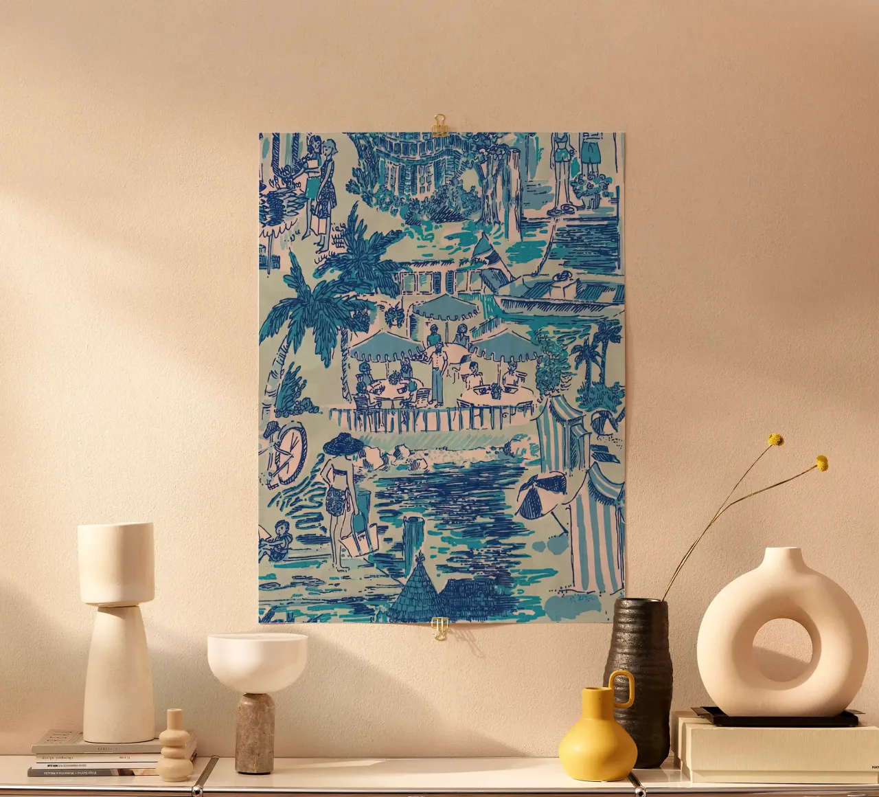 Lilly Pulitzer - Acquamarina fresca poster con telaio in alluminio da Queenshop