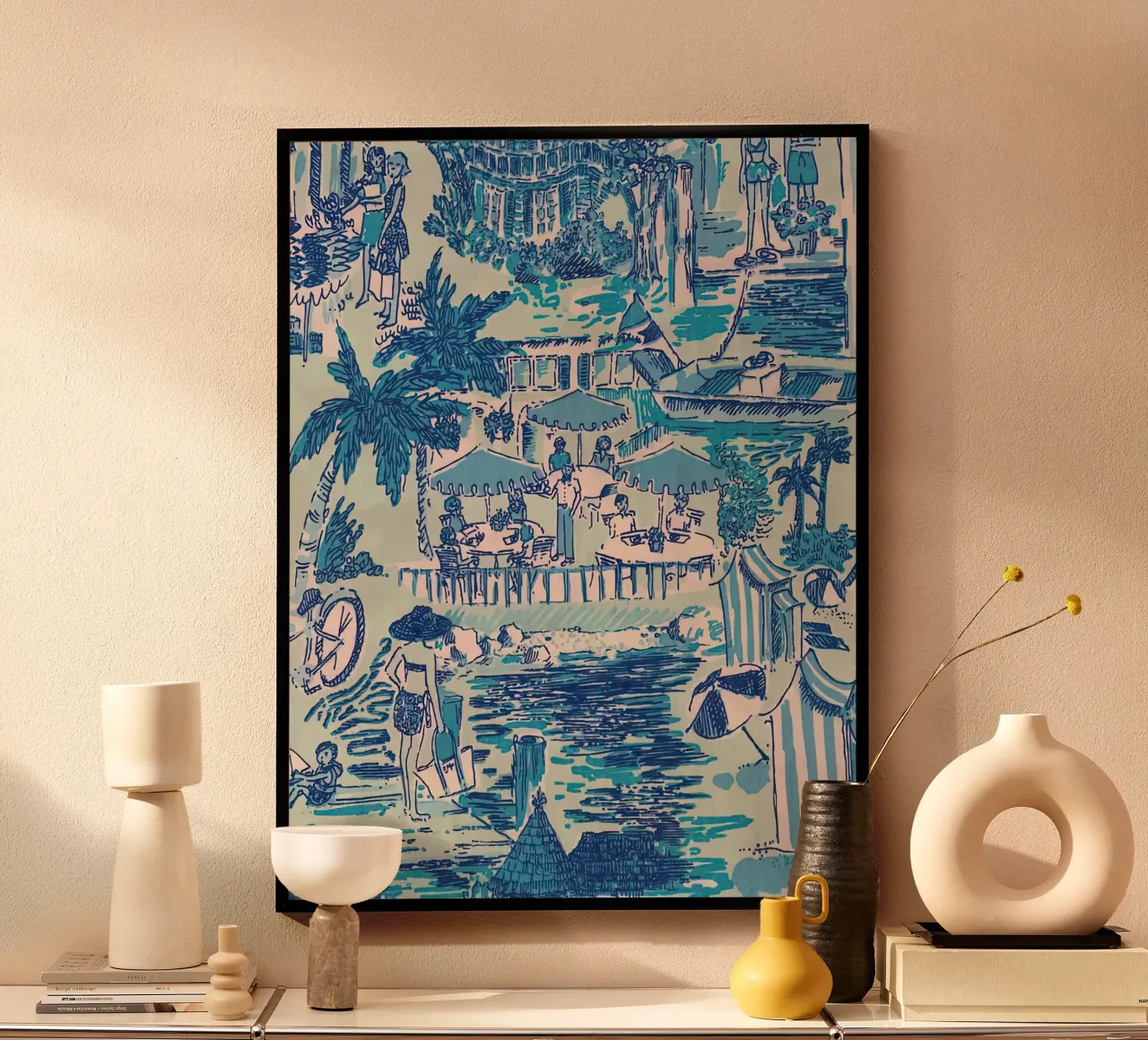 Lilly Pulitzer - Acquamarina fresca poster con telaio in alluminio da Queenshop