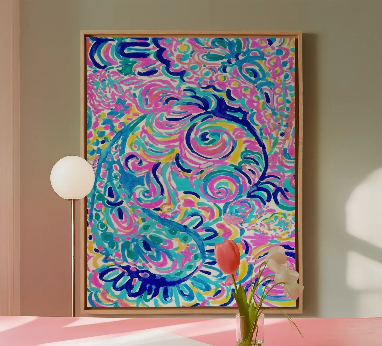 Lilly Pulitzer - Ispirazione corallo tela con Cornice a cassetta da Queenshop