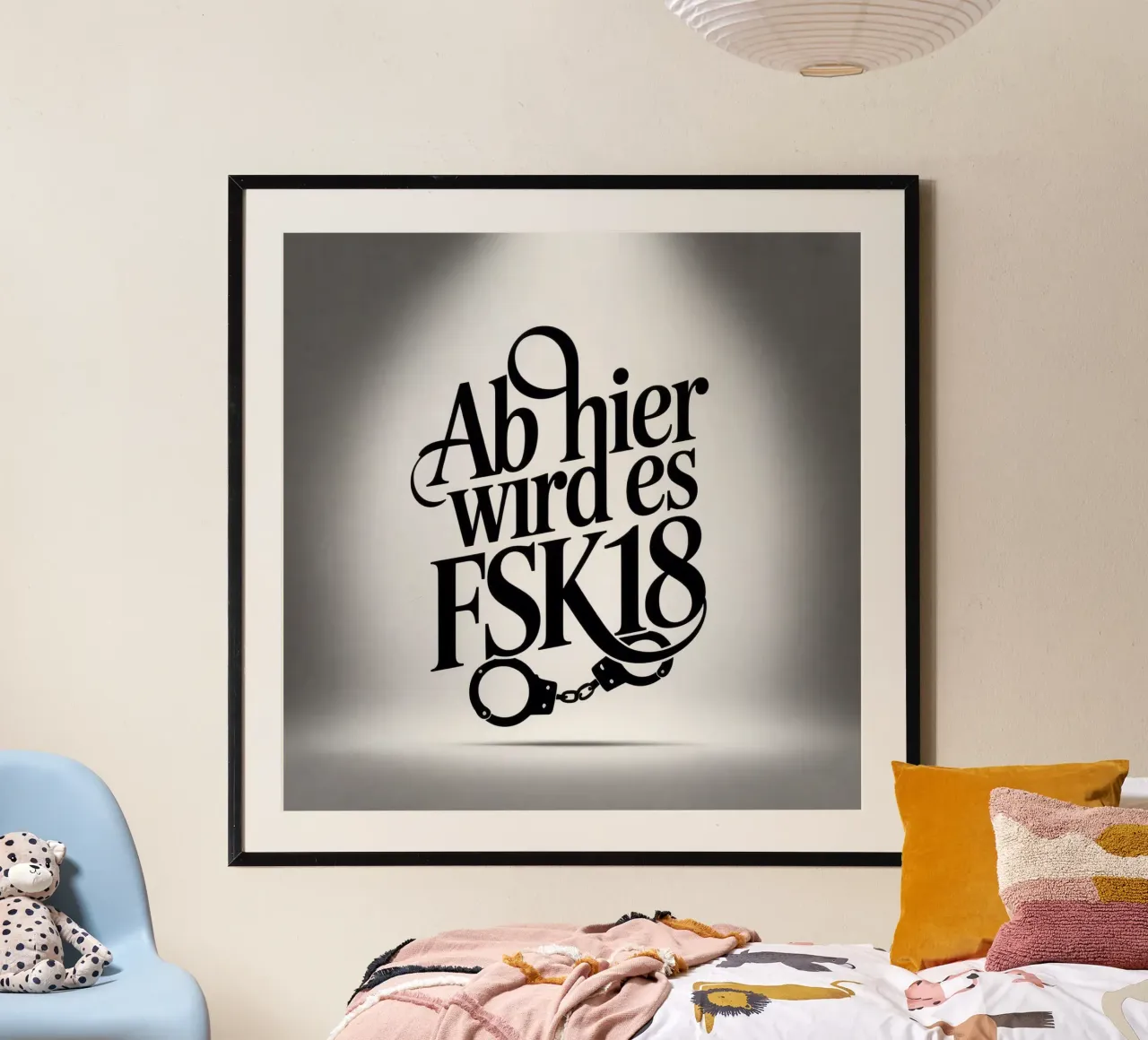 FSK 18 poster with wooden frame by Aphorismiker