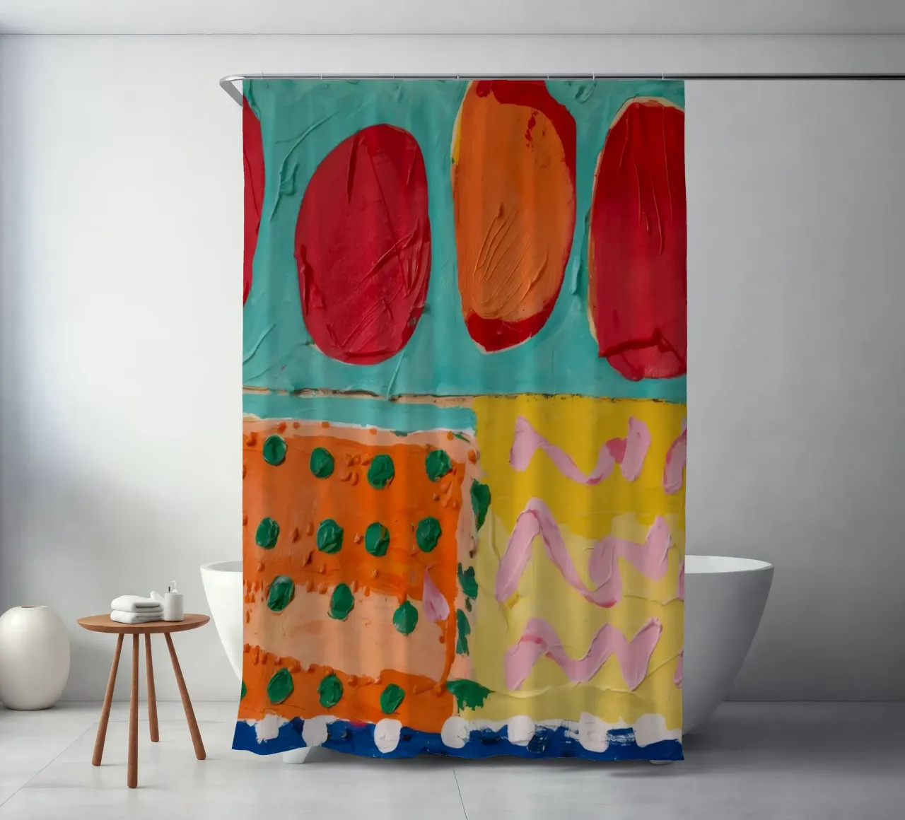 Sunset Blaze Celebration shower curtain by Sublime Layers