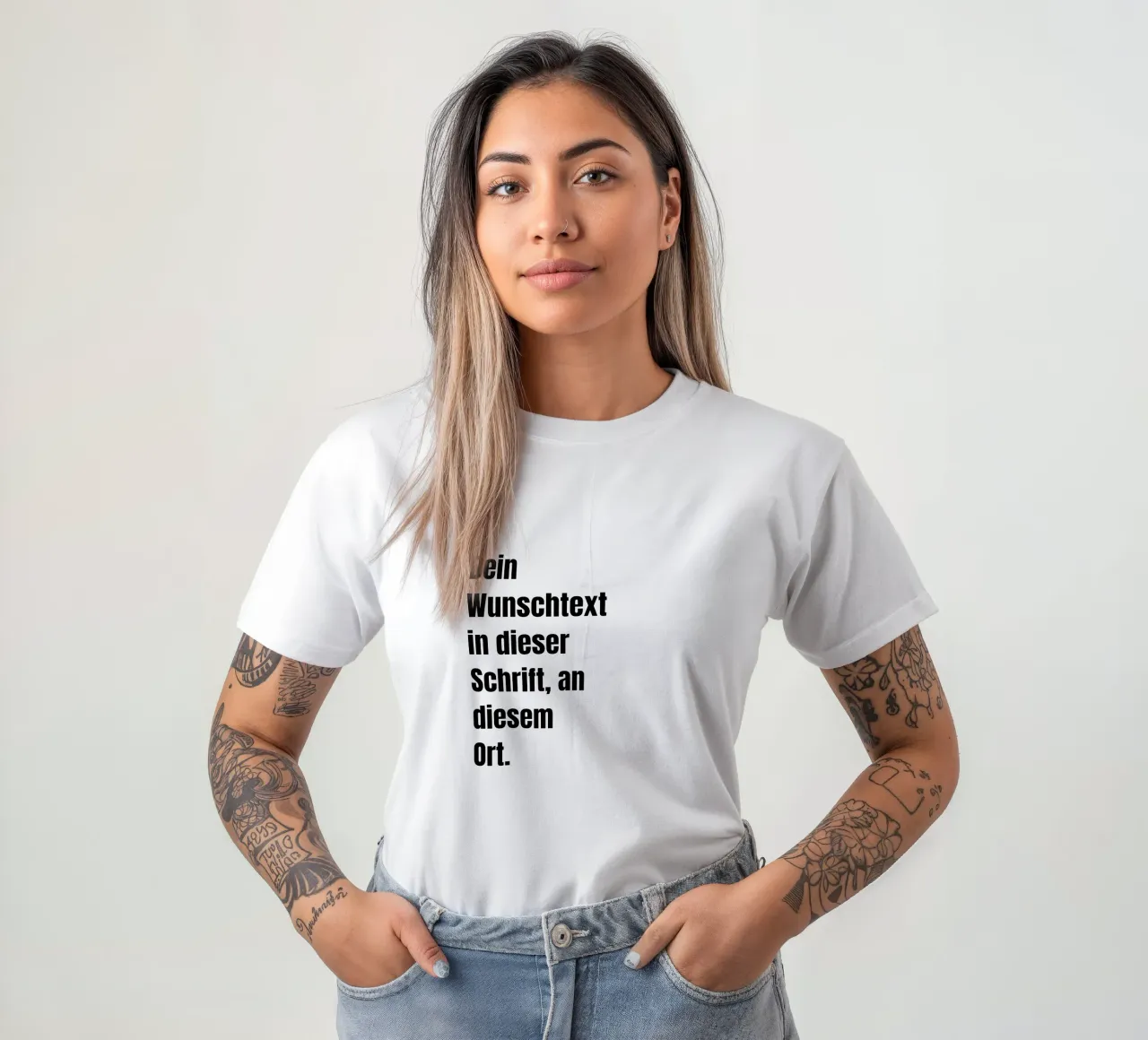 Wunschtext in schwarz weiß t-shirt da WORTSPIEL
