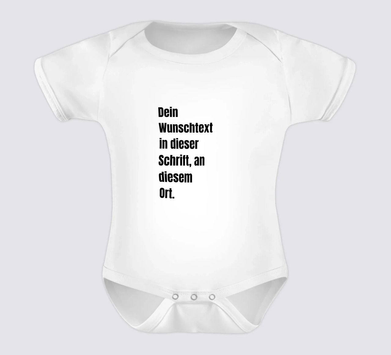 Wunschtext in schwarz weiß Kurzarm Babybody von WORTSPIEL