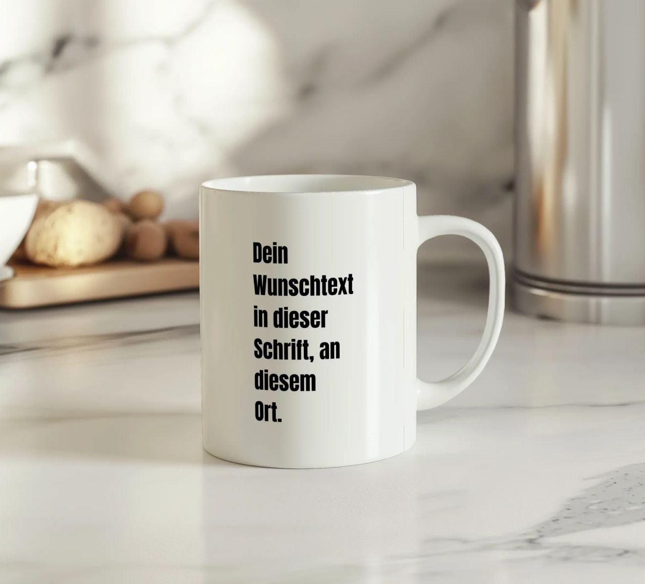 Wunschtext in schwarz weiß tazza in ceramica da WORTSPIEL